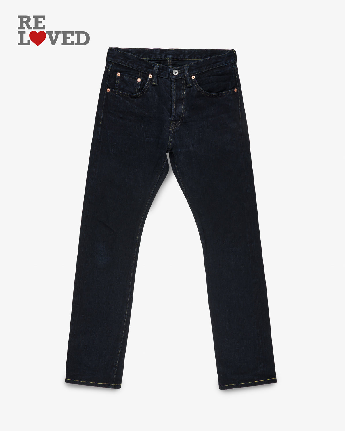 16oz Slubby Selvedge Denim Slim Cut Jeans - Indigo Overdyed Black (IH-555S-SLBod) Tag 30, Hemmed to 31.3"