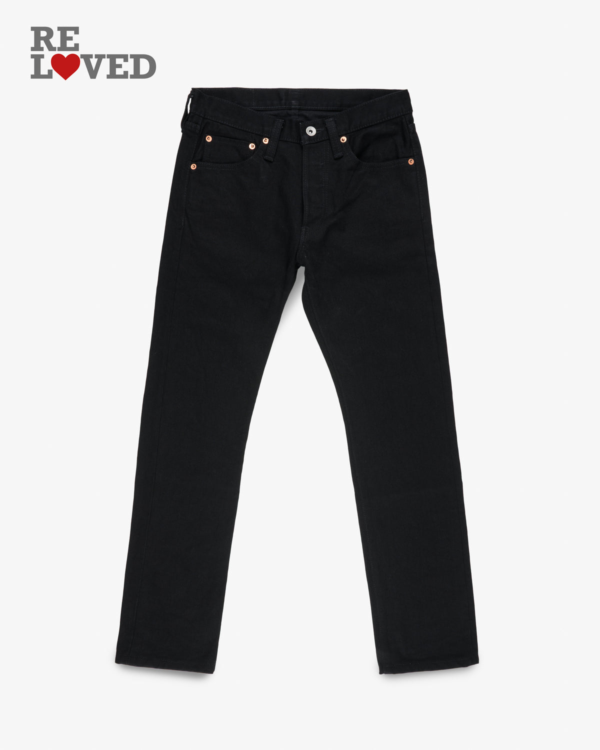 14oz Selvedge Denim Slim Tapered Cut Jeans - Black/Black (IH-777S-142bb) Tag 29, Hemmed to 29.0"