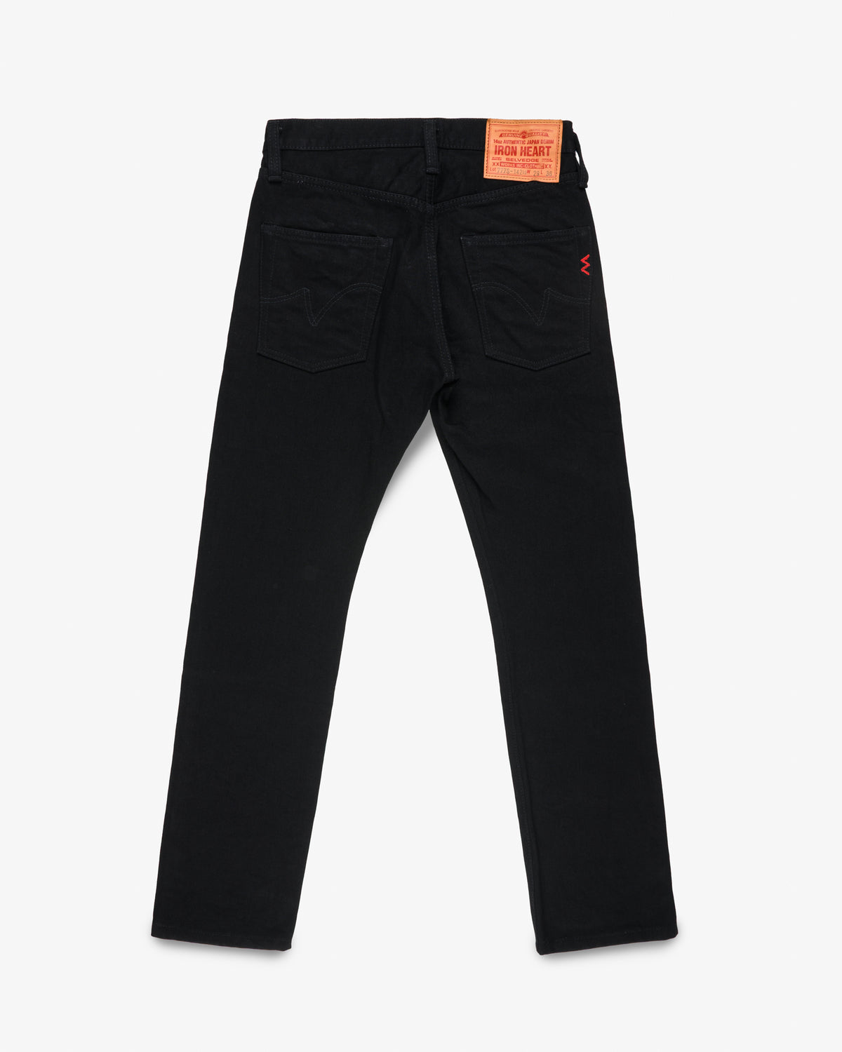 14oz Selvedge Denim Slim Tapered Cut Jeans - Black/Black (IH-777S-142bb) Tag 29, Hemmed to 29.0"