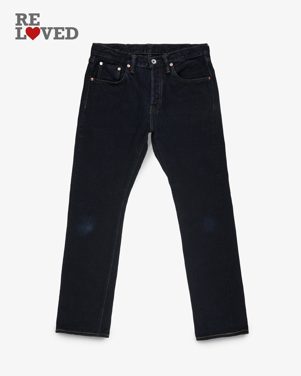 16oz Slubby Selvedge Denim Slim Cut Jeans - Indigo Overdyed Black (IH-555S-SLBod) Tag 33, Hemmed to 31.3"