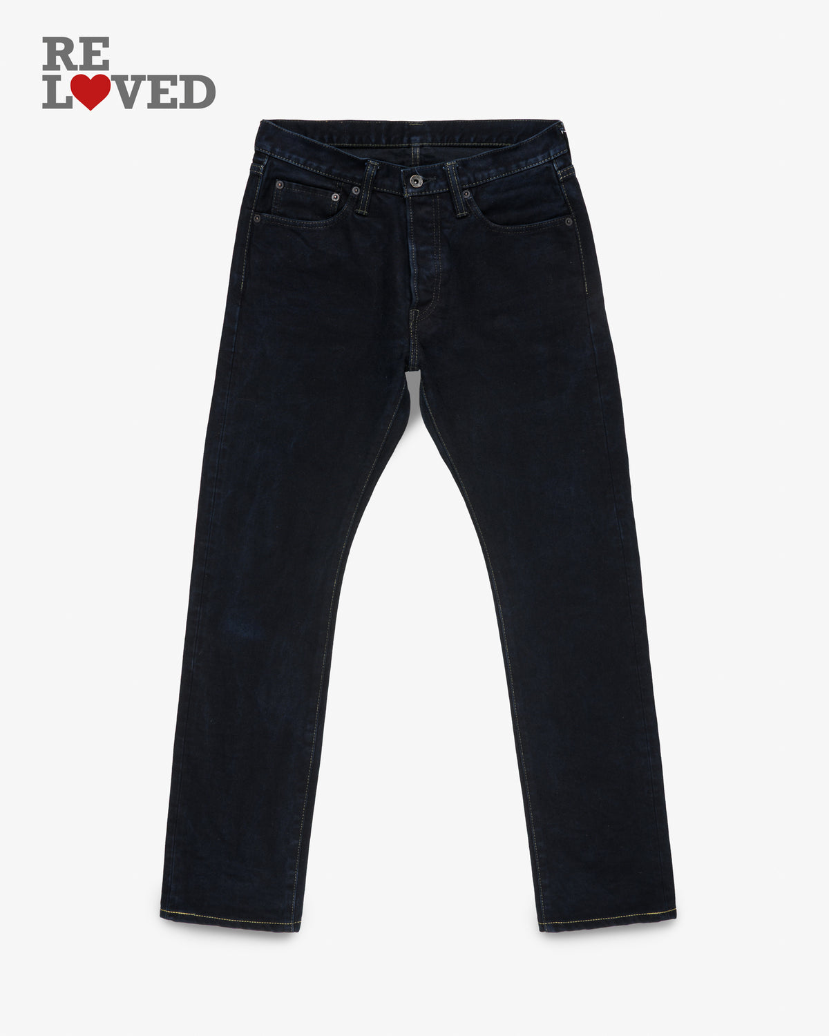 14oz Selvedge Denim Super Slim Cut Jeans - Indigo Overdyed Black (IH-555S-142od) Tag 32, Hemmed to 30.8"