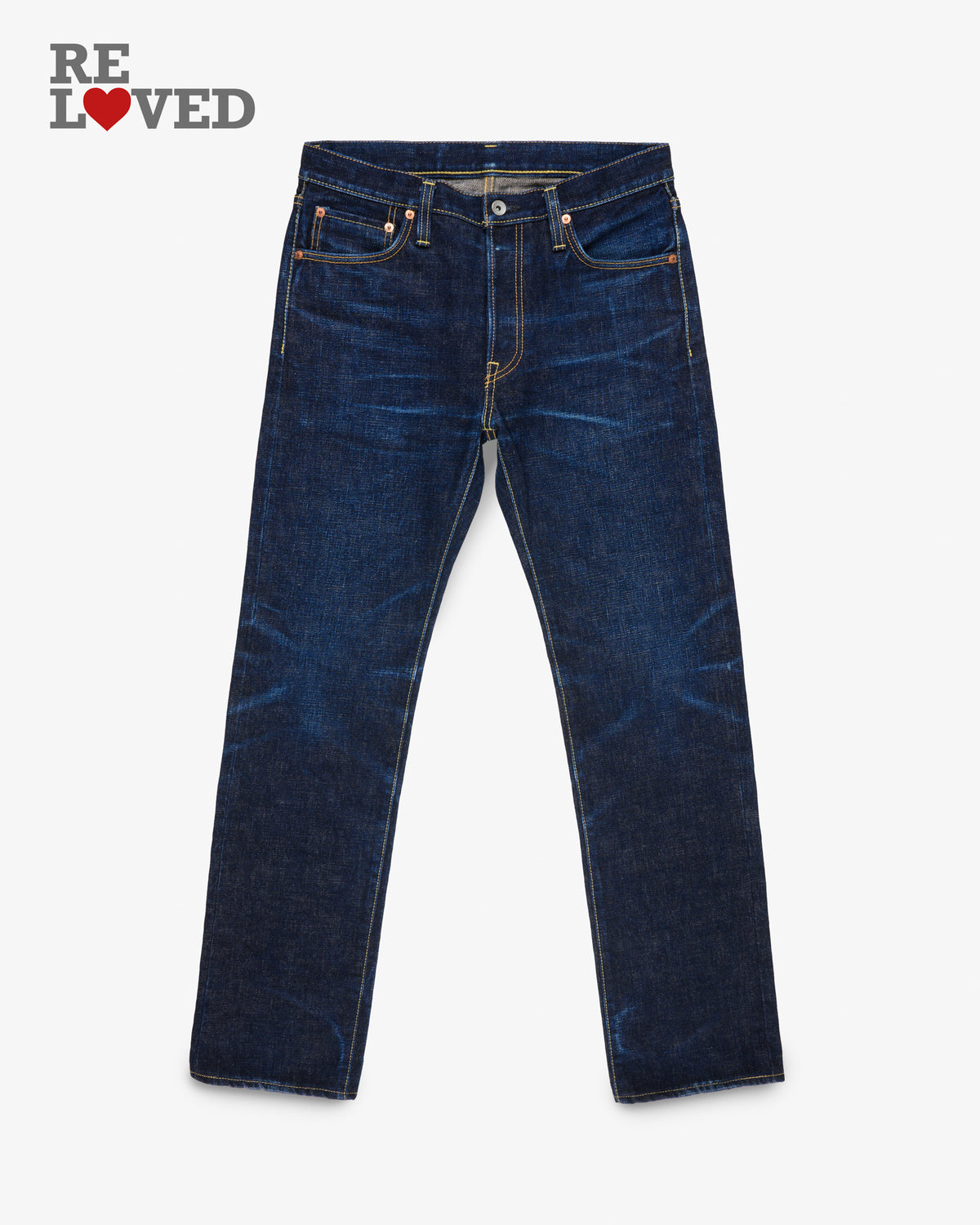 18oz Vintage Selvedge Denim Slim Straight Cut Jeans - Indigo (IH-666s-18) Tag Size 32, Hemmed to 32.0"