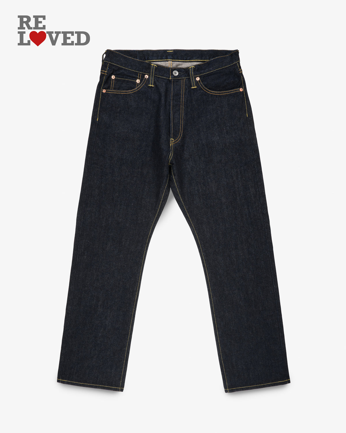 14oz Selvedge Denim Relaxed Tapered Cut Jeans - Indigo (IH-888s-142) Tag 33, Hemmed to 28.5"