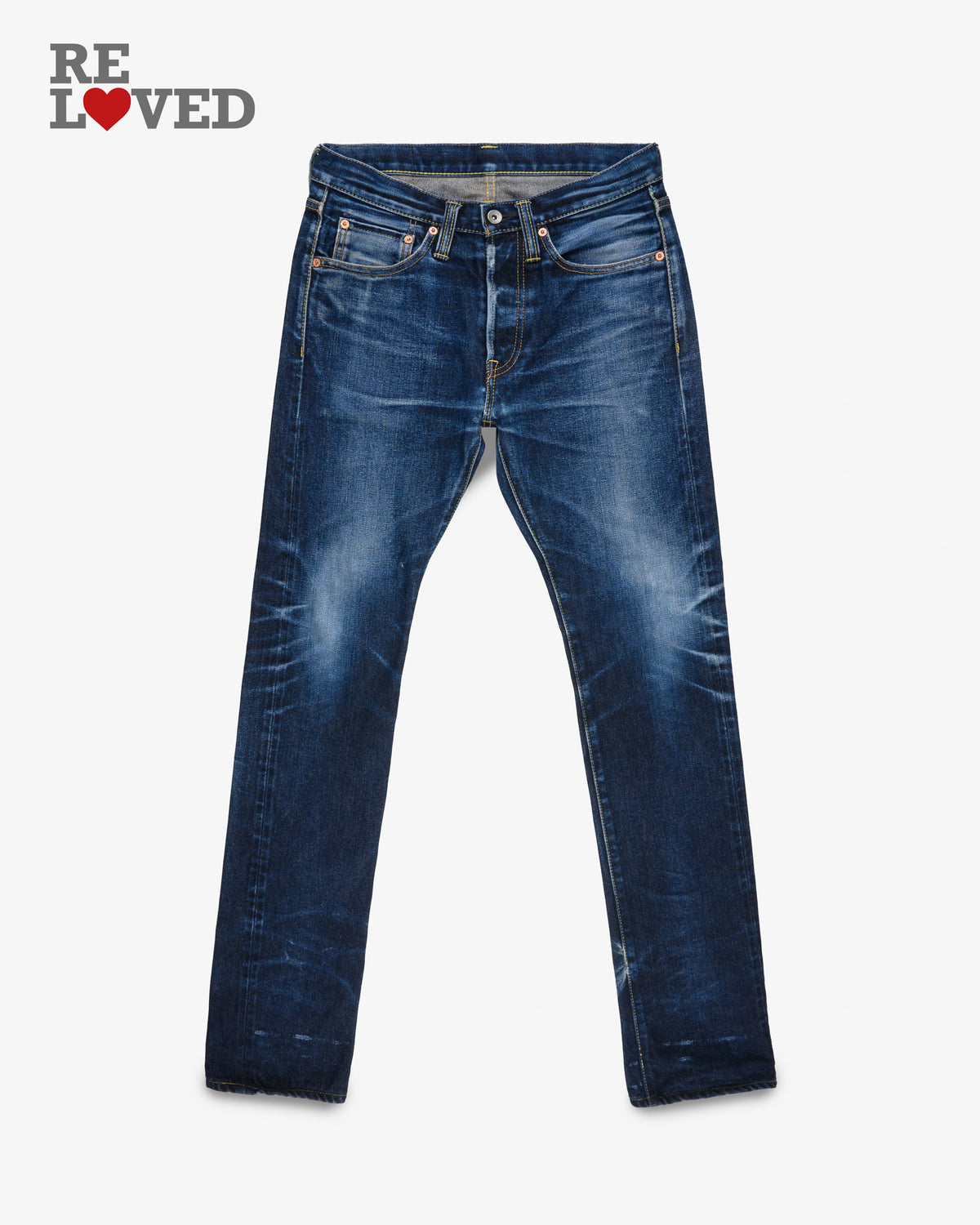 14oz Broken Twill Selvedge Denim Slim Cut Jeans - Indigo (IH-555SBR-14) Tag 30, Hemmed to 32.5"