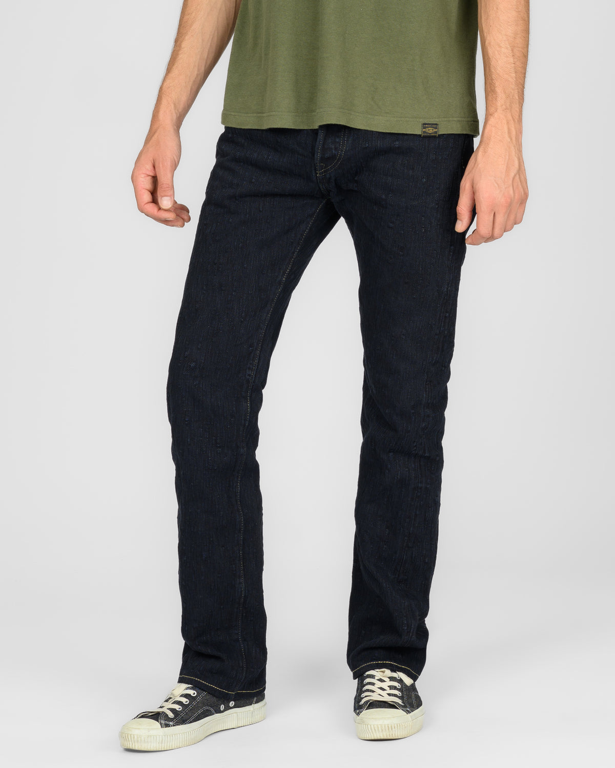 16oz Slubby Selvedge Denim Slim Straight Cut Jeans - Indigo Overdyed Black