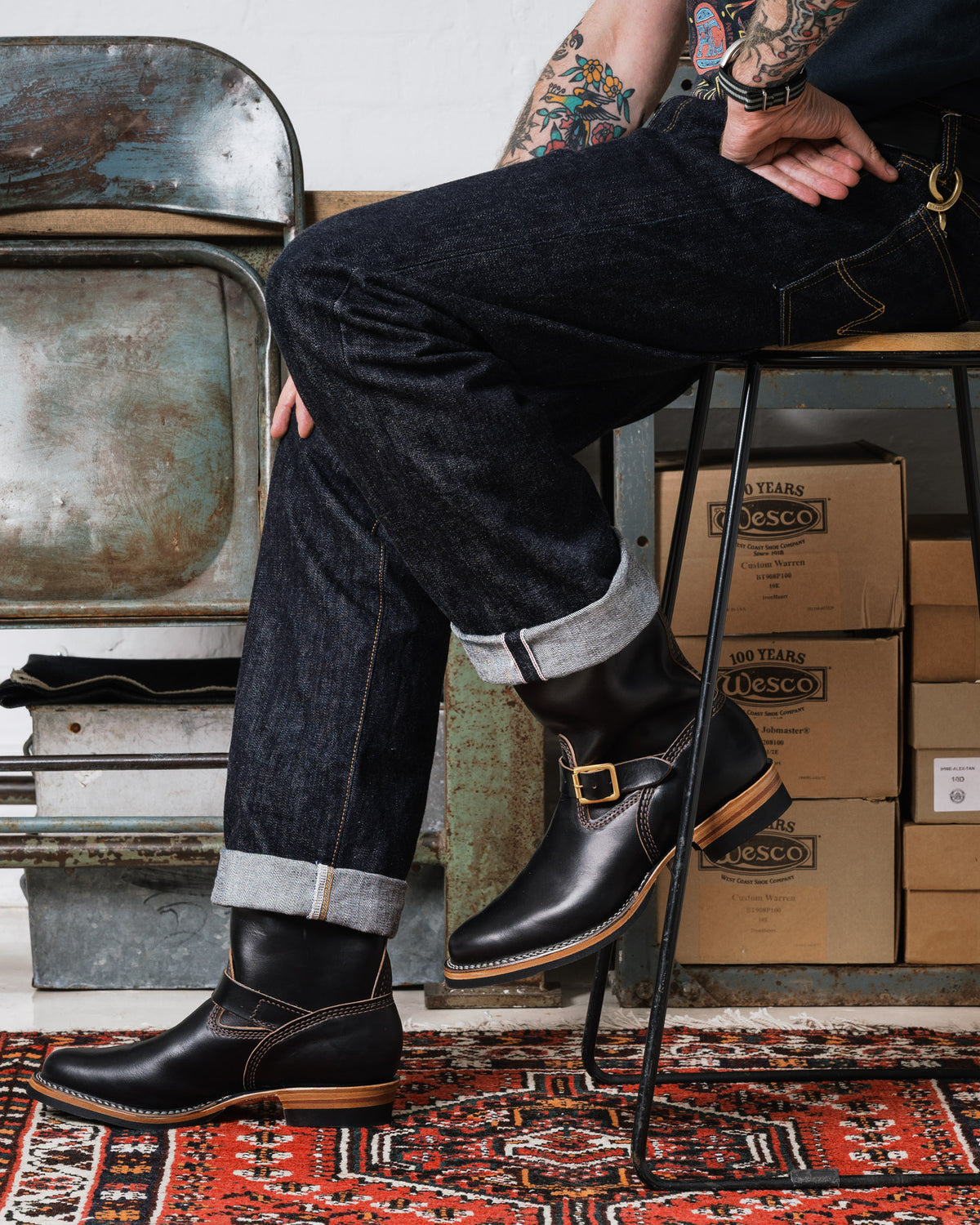Wesco® - 10" Horween Horsehide  Engineer Boot - Black. The "Mister Lou"