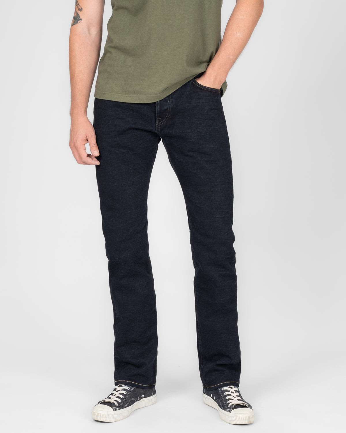 19oz Left Hand Twill Selvedge Denim Slim Cut Jeans - Indigo Overdyed Black