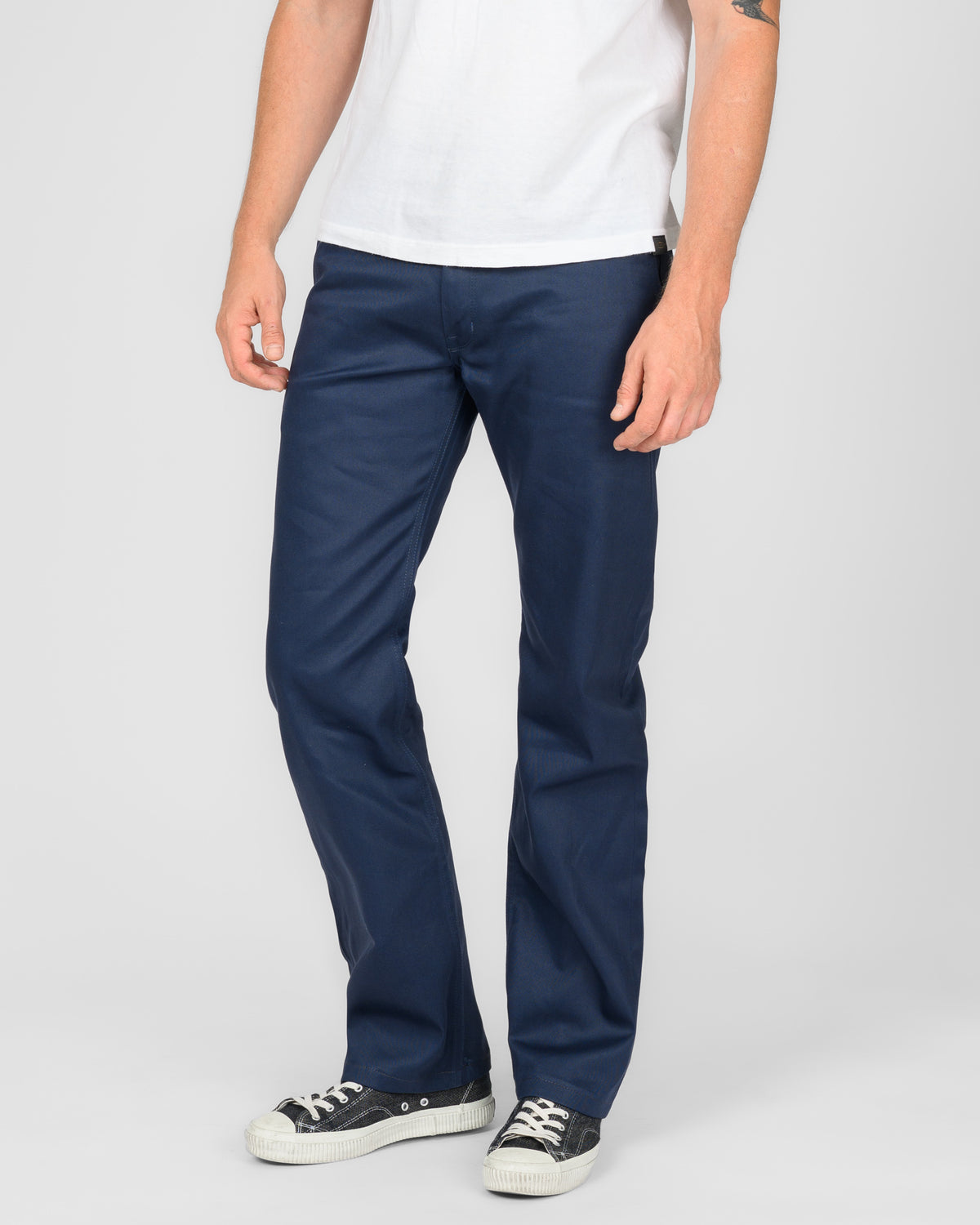 9oz Mercerised Selvedge Cotton Straight Cut Chinos - Navy