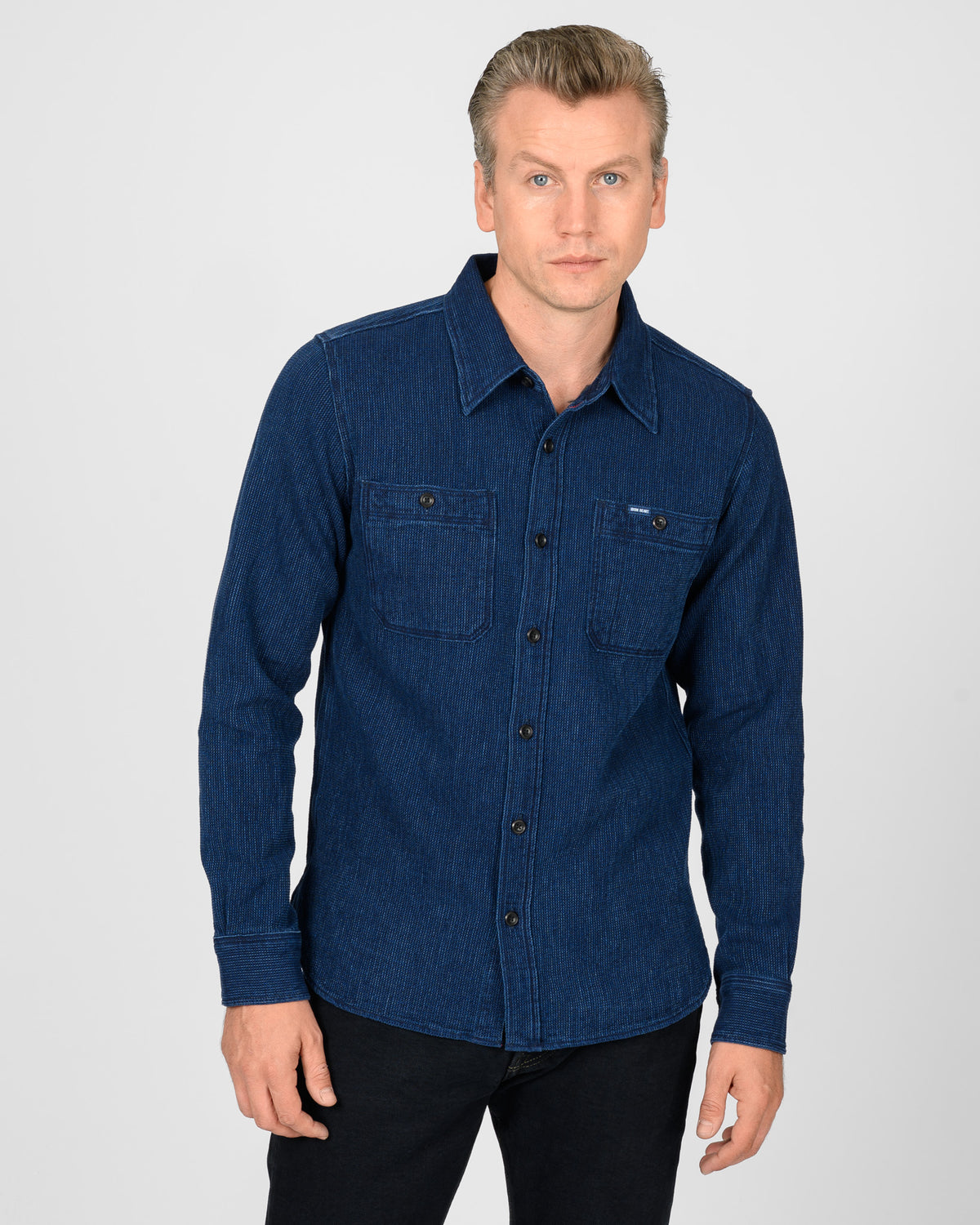 5.5oz Cotton Waffle Work Shirt - Indigo