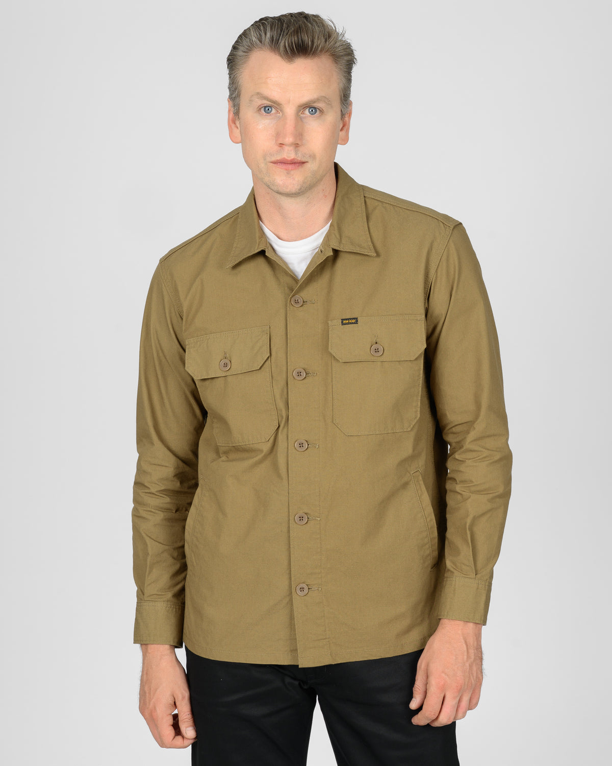 8oz Cotton/Nylon Ripstop Military CPO Shirt - Khaki