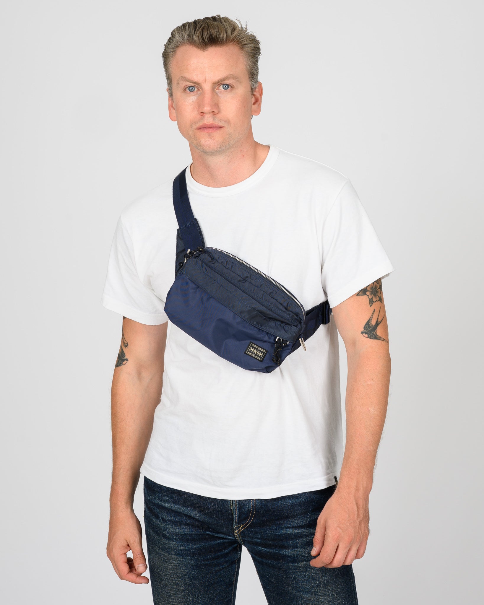 PORTER / FORCE 2WAY WAIST BAG ネイビー Porter - Yoshida & Co. - Force 2Way Waist Bag - Navy – Iron Heart