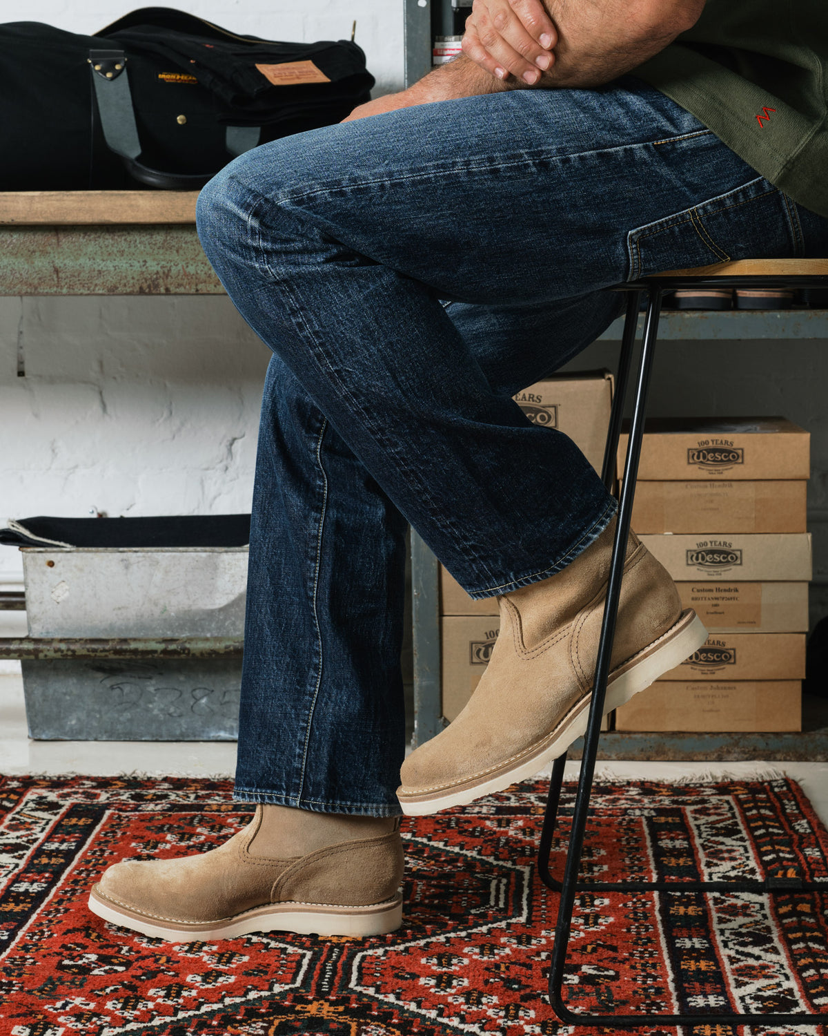 Iron Heart Int'l x Wesco® - 8" Rough-Out Pull-up Morrison Boot - Burlap. The "Drifters"