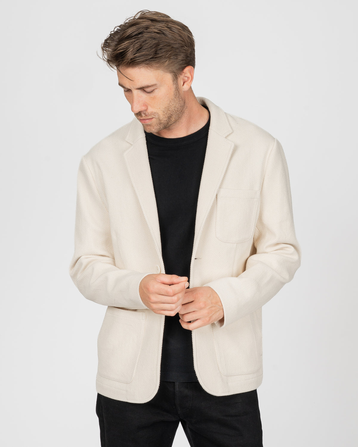 STF Sashiko Blazer - Ecru