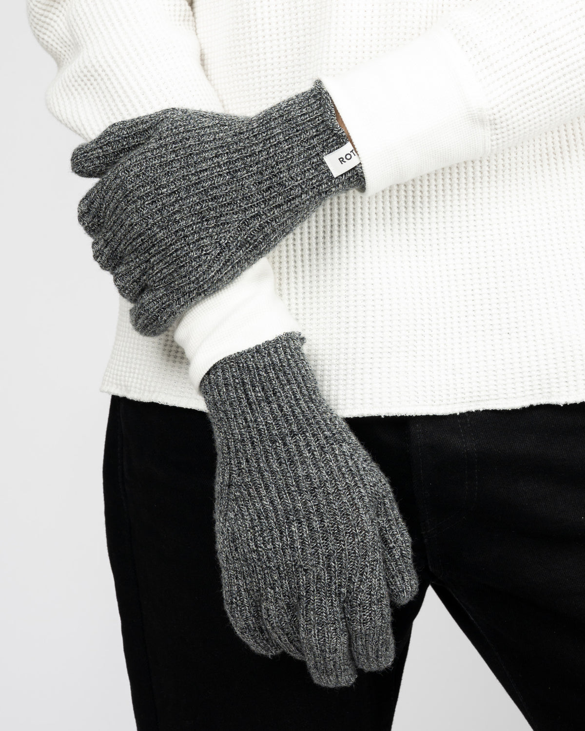 ROTOTO - Washable Merino Knit Touch Gloves - Black Marl
