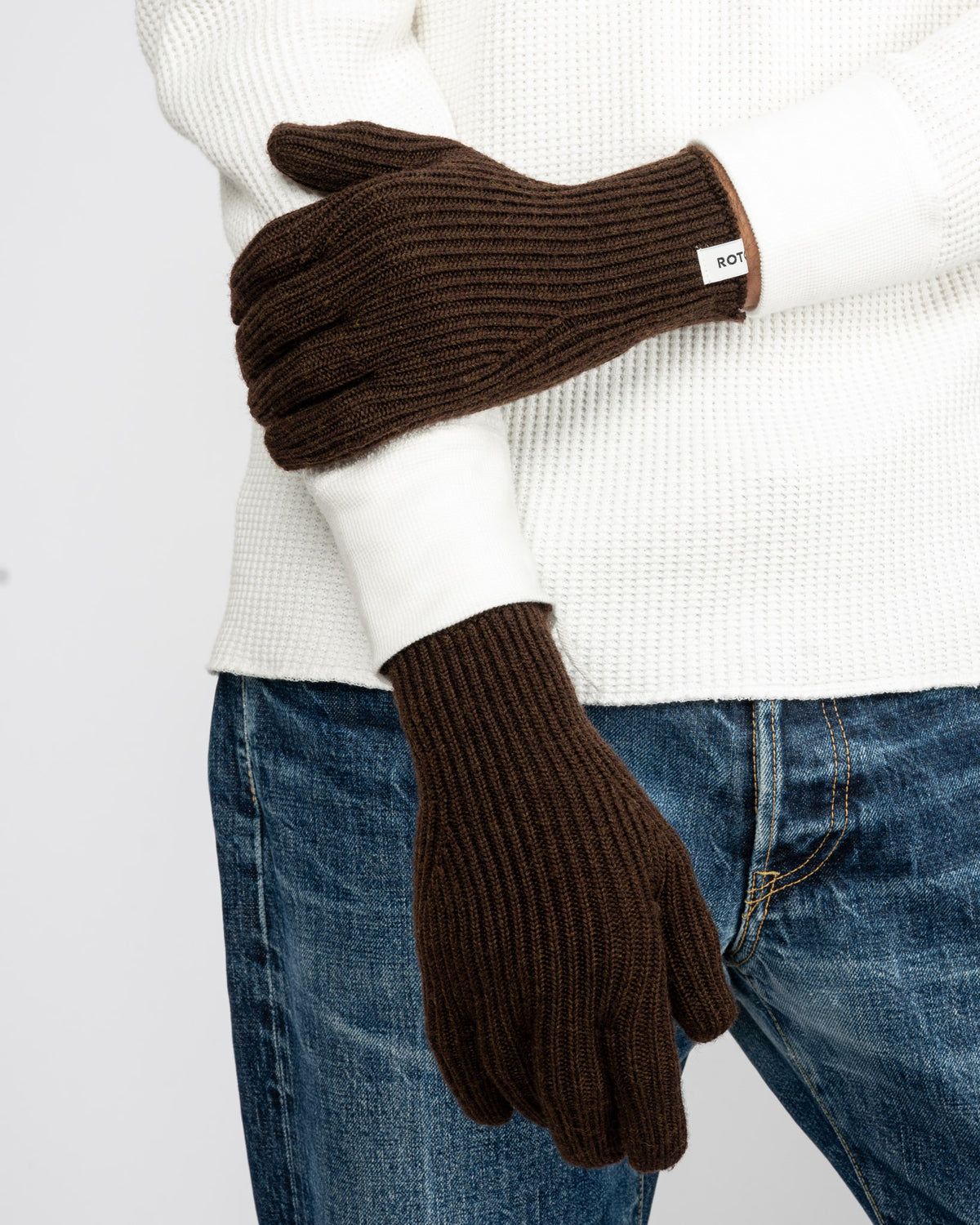 ROTOTO - Washable Merino Knit Touch Gloves - Dark Brown
