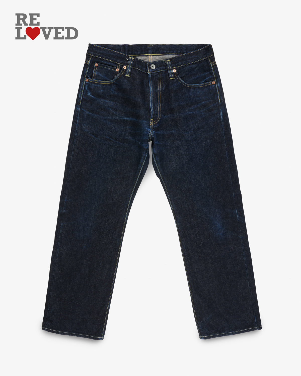 14oz Selvedge Denim Straight Cut Jeans - Indigo (IH-634S-142) Tag 34, Hemmed to 28.5"