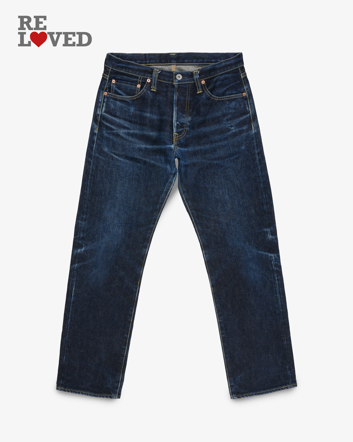 14oz Selvedge Denim Straight Cut Jeans - Indigo (IH-633S-142) Tag 33, Hemmed to 29.4"