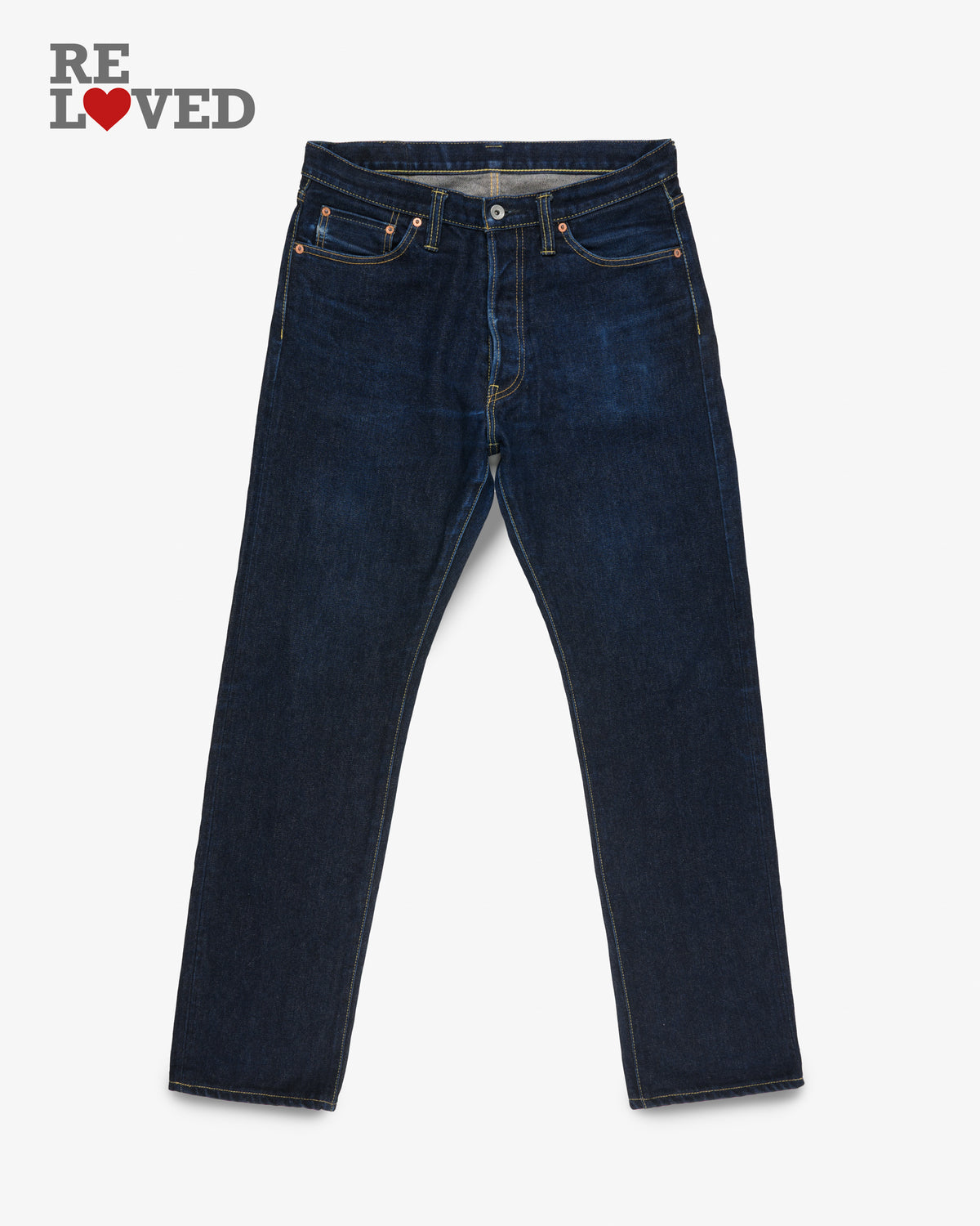 14oz Broken Twill Selvedge Denim Relaxed Tapered Cut Jeans - Indigo (IH-888SBR-14) Tag 34, Hemmed to 33.0"