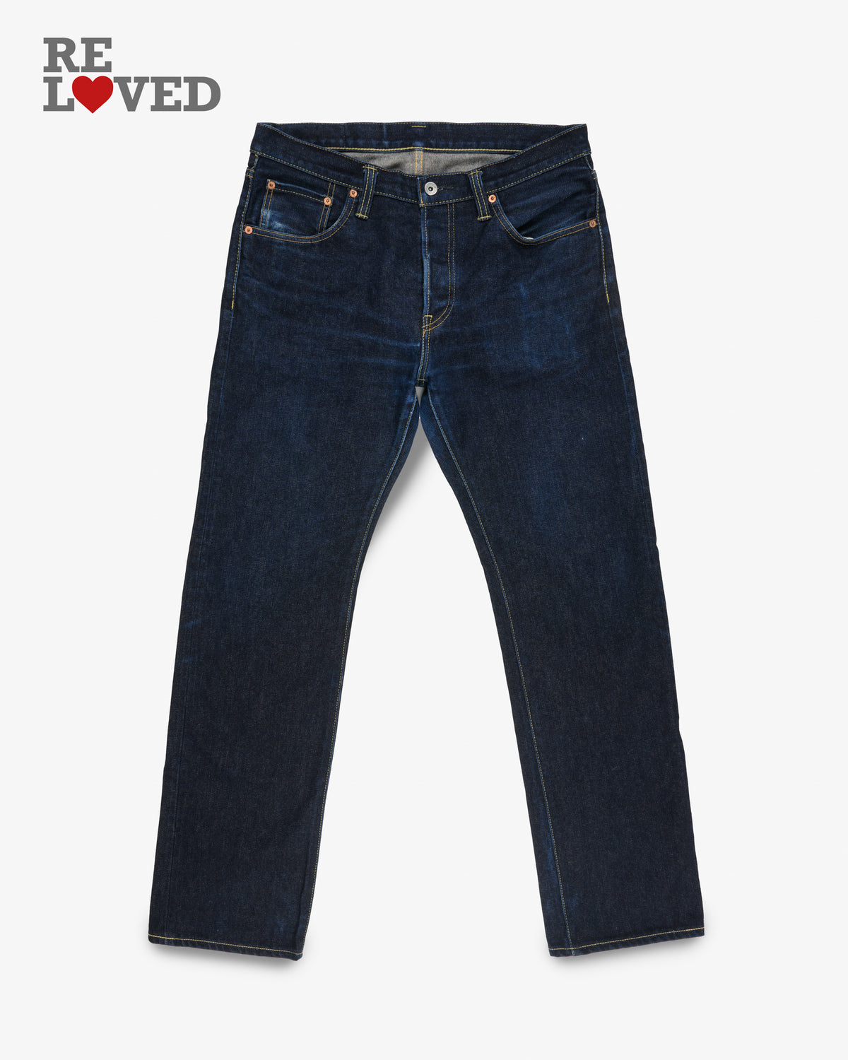 14oz Broken Twill Selvedge Denim Slim Straight Cut Jeans - Indigo (IH-666SBR-14) Tag 35, Hemmed 32.0"