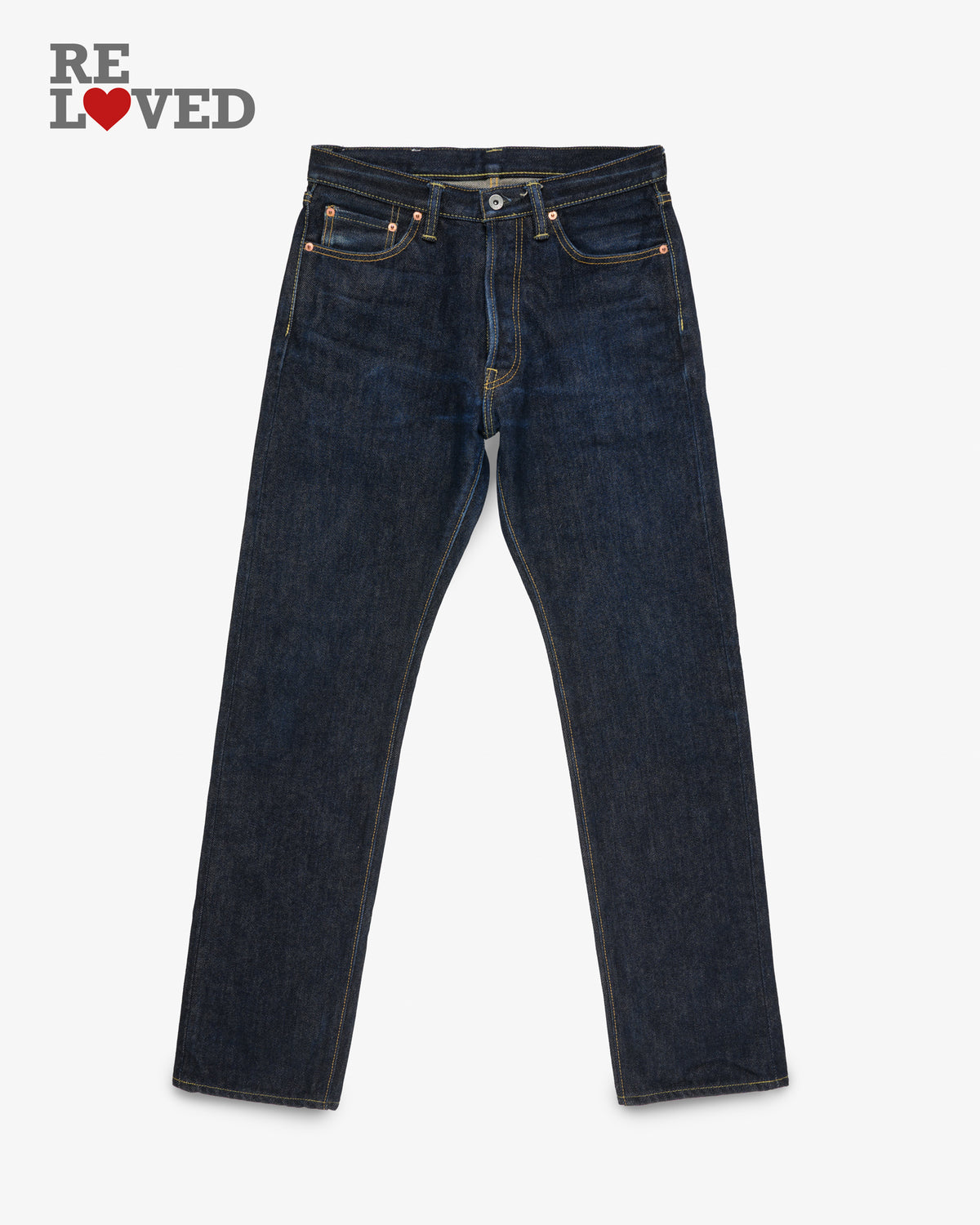 21oz Selvedge Denim Relaxed Tapered Cut Jeans - Indigo (IH-888s-21) Tag 33, Hemmed to 33.5"