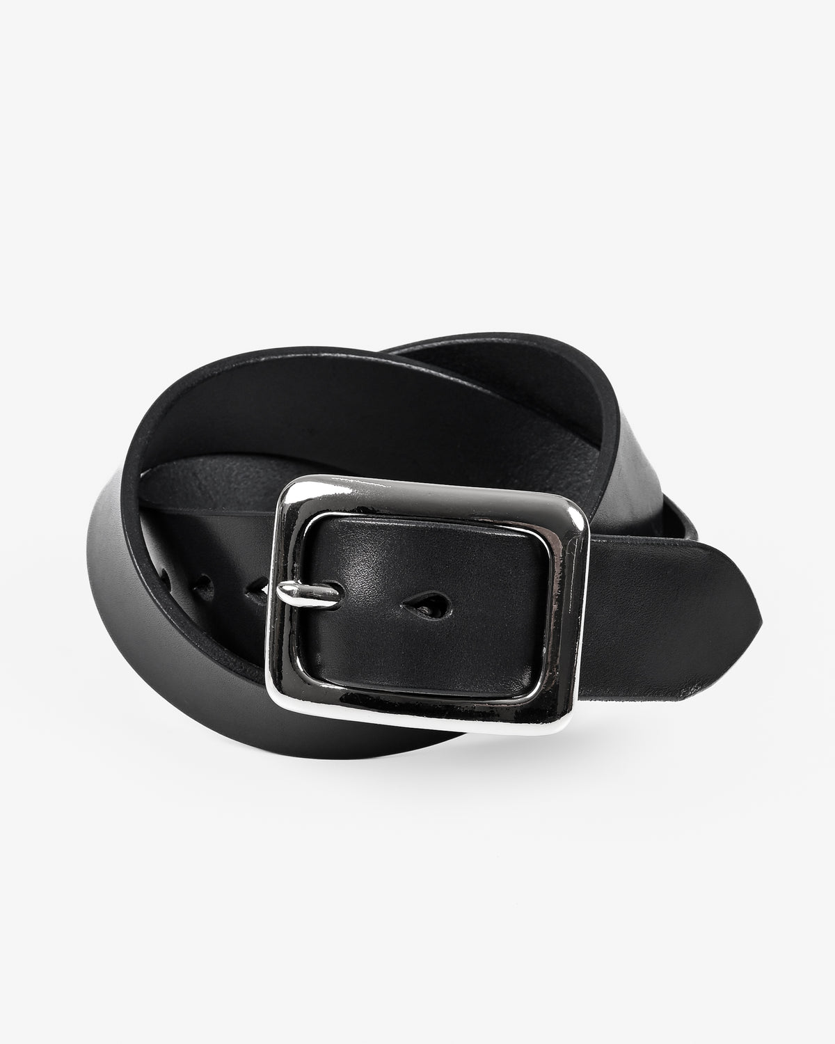 Heavy Duty "Tochigi" Leather Belt with Nickel Plated Garrison Buckle - Black