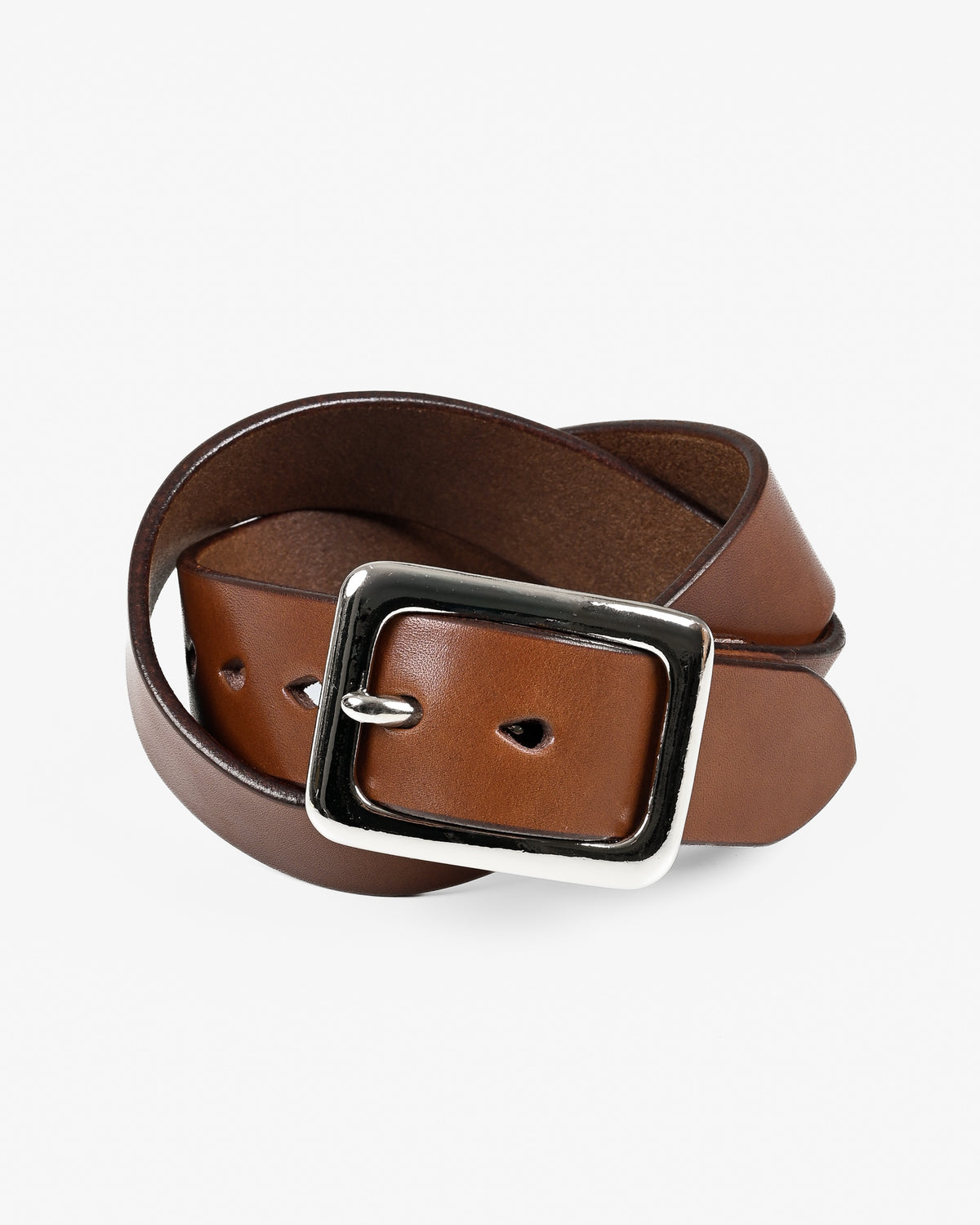 Heavy Duty "Tochigi" Leather Belt with Nickel Plated Garrison Buckle - Brown