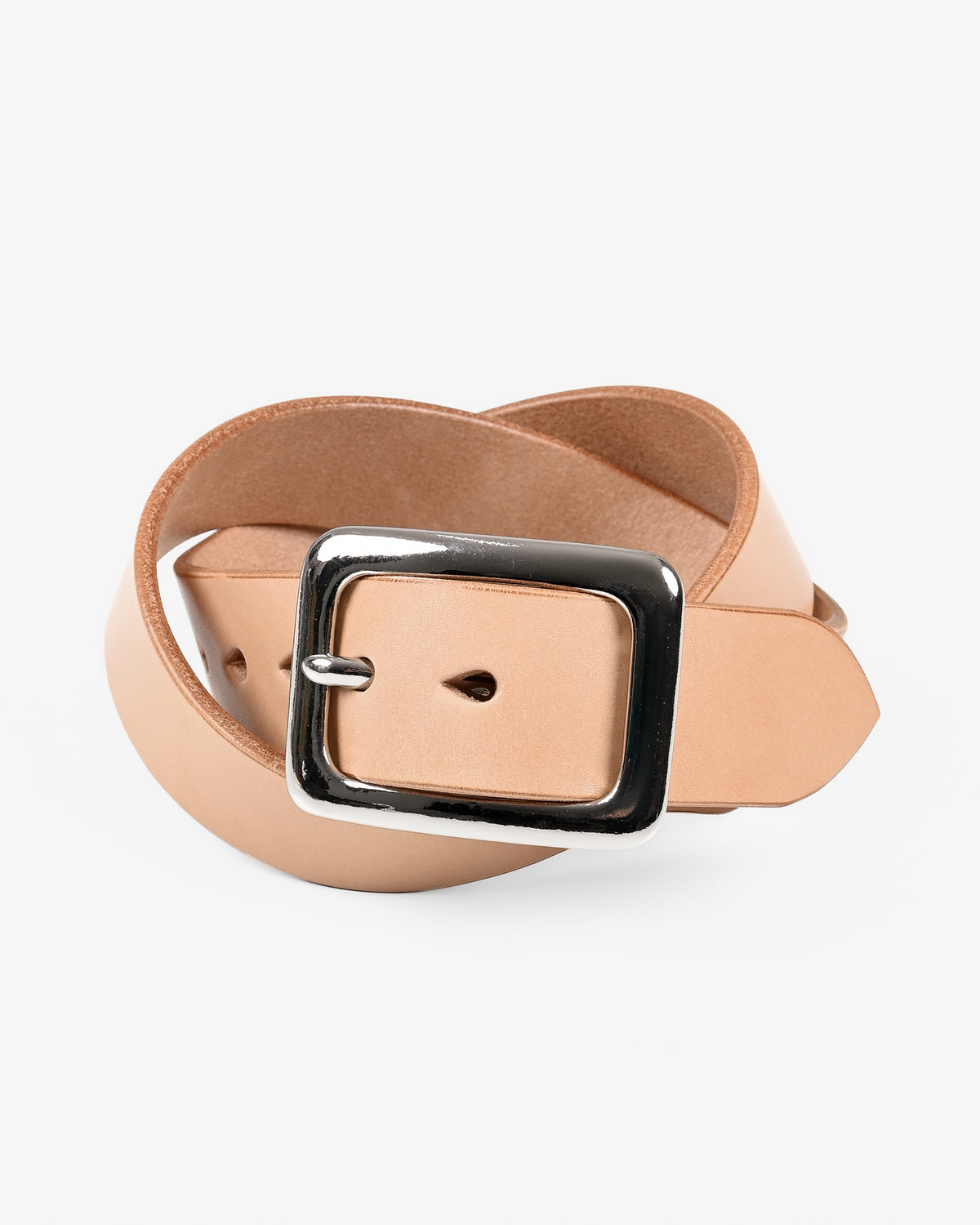 Heavy Duty "Tochigi" Leather Belt with Nickel Plated Garrison Buckle - Natural