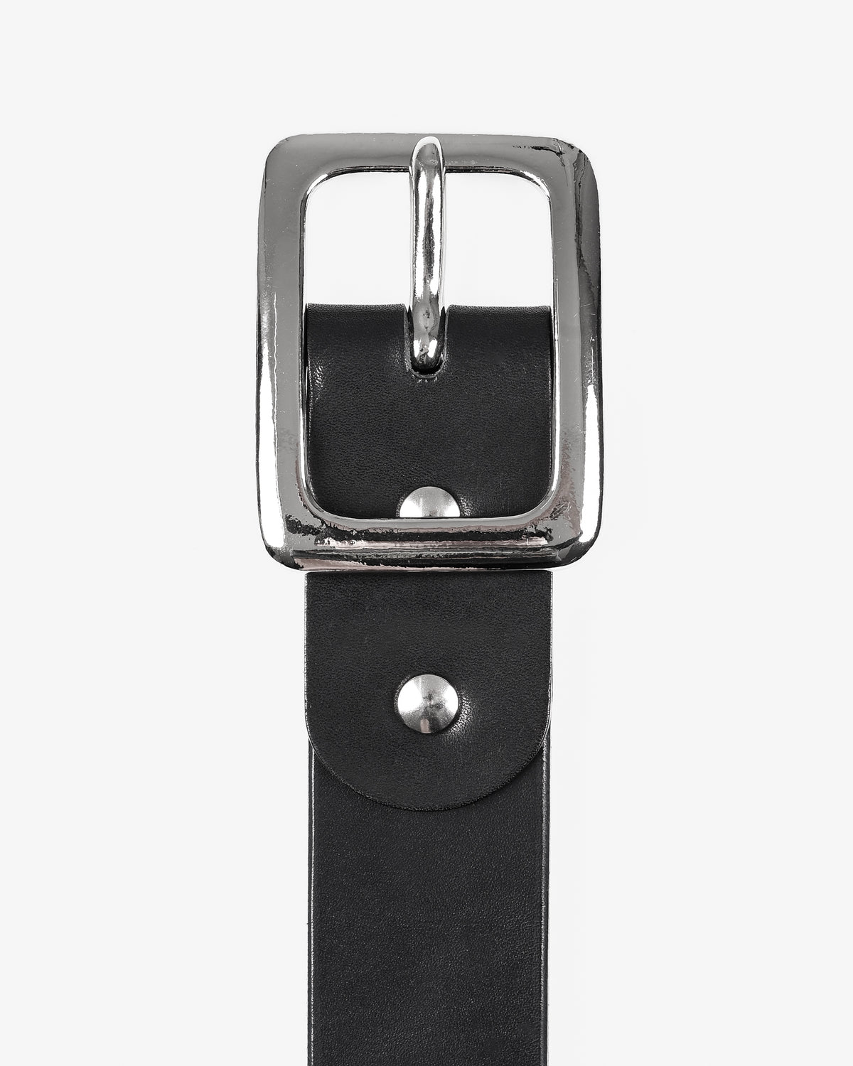 Heavy Duty "Tochigi" Leather Belt with Nickel Plated Garrison Buckle - Black
