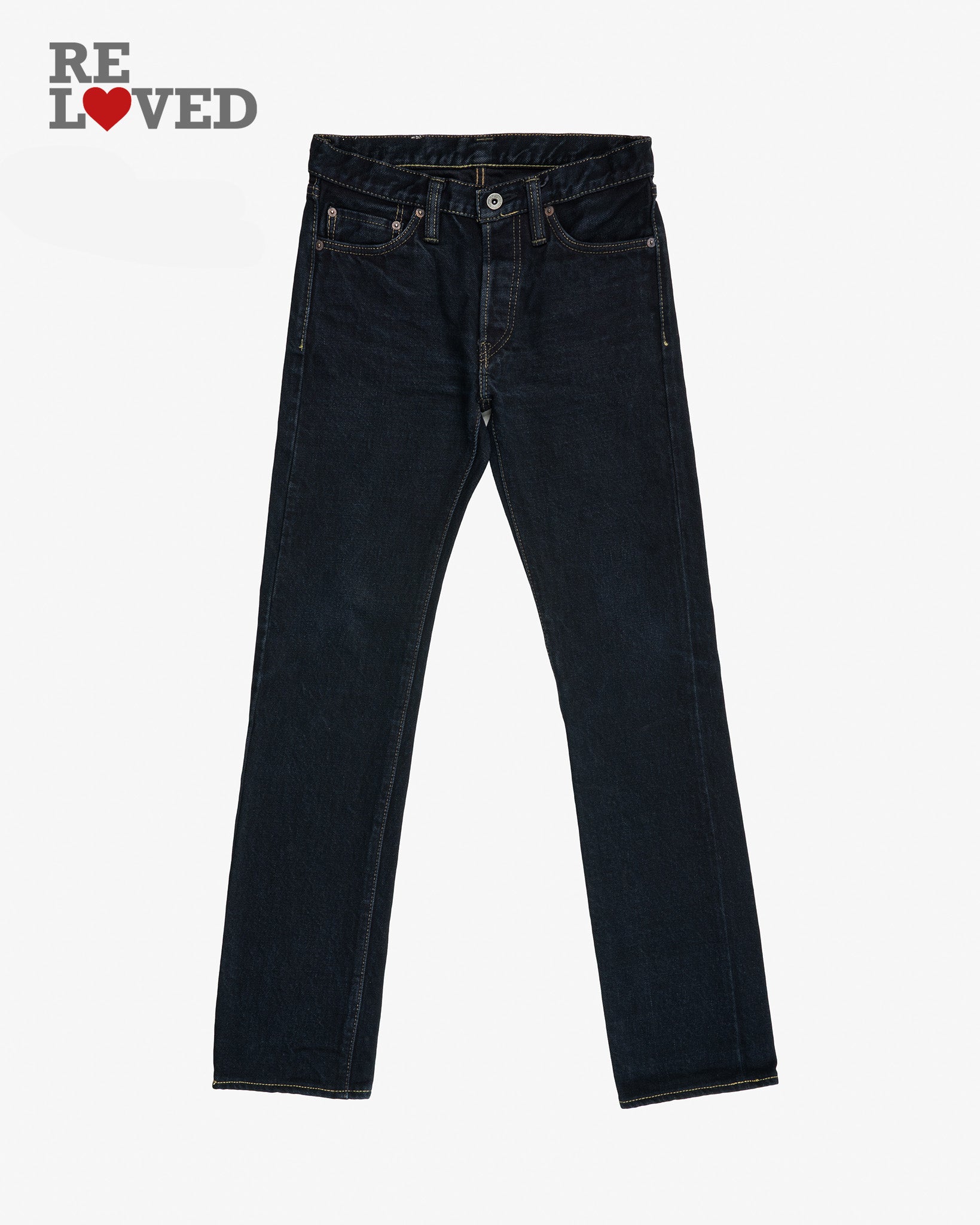 18oz Selvedge Indigo Slim Straight Cut - Indigo Overdyed Black (IH-666Sod) Tag 30, Hemmed to 32.4''