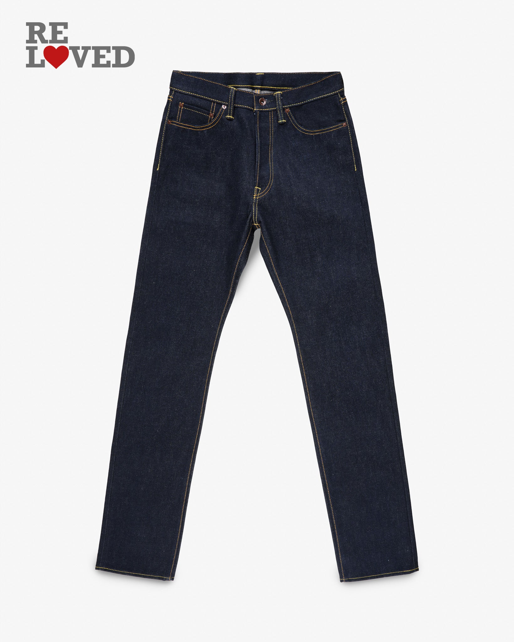 21/23oz Ultra Heavy Raw Selvedge Denim Medium/High Rise Tapered Cut Jeans - Indigo (IH-888S-UHR) Tag 34, Hemmed to 34.5"