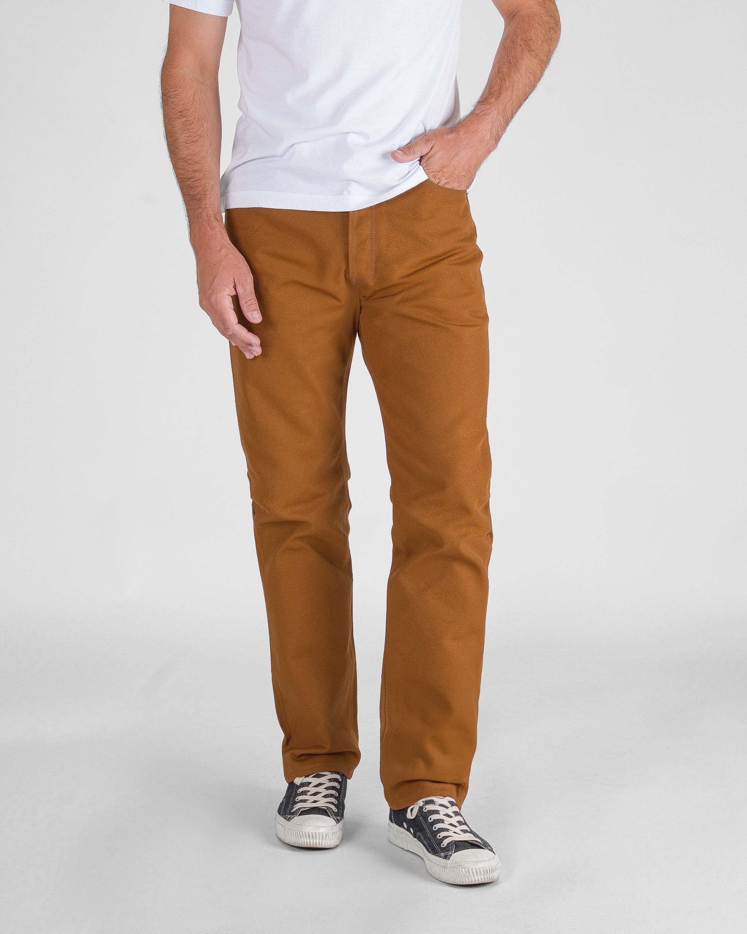 17oz Duck Relaxed Tapered Cut Jeans - Brown