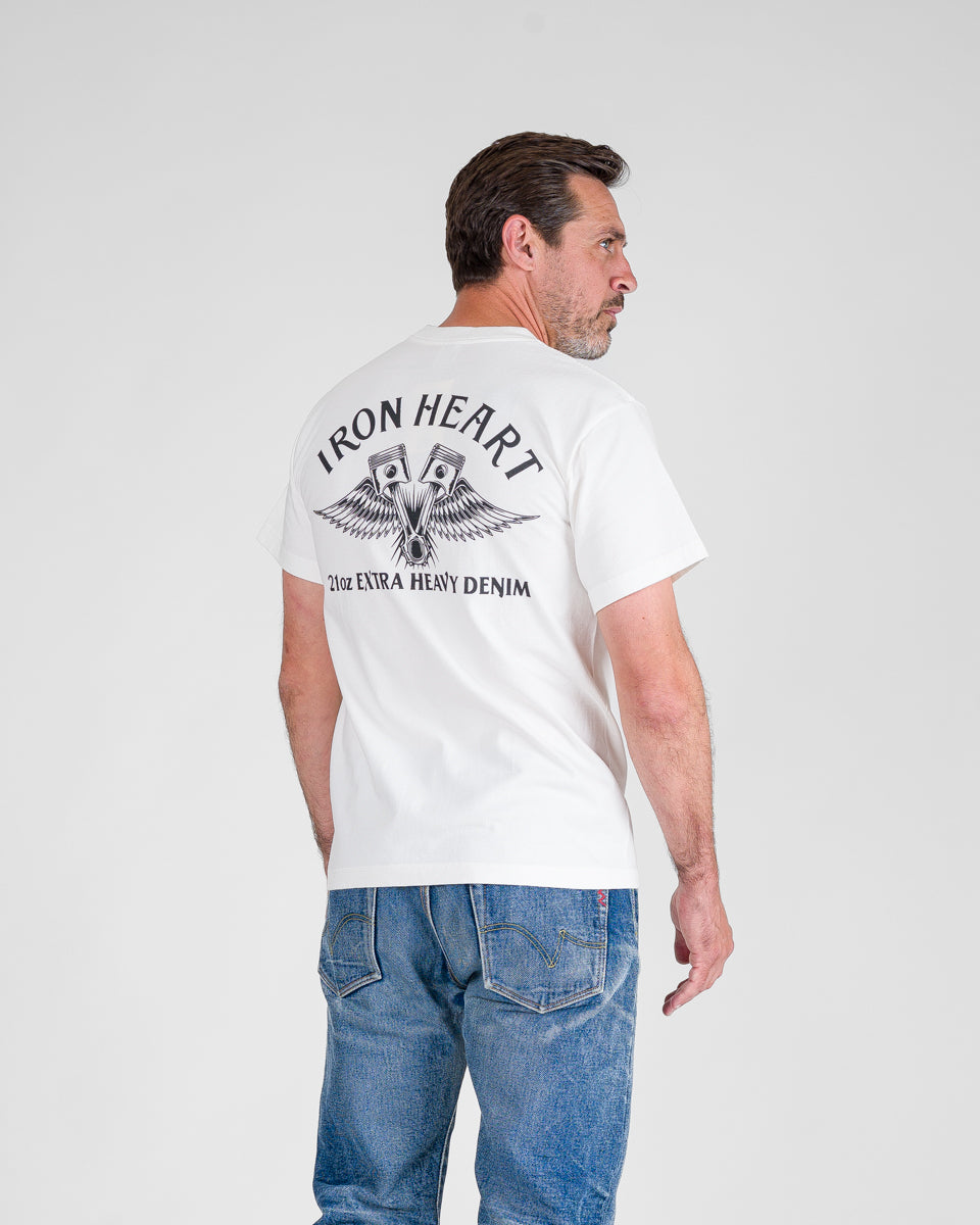 7.5oz Printed Loopwheel Crew Neck T-Shirt - White