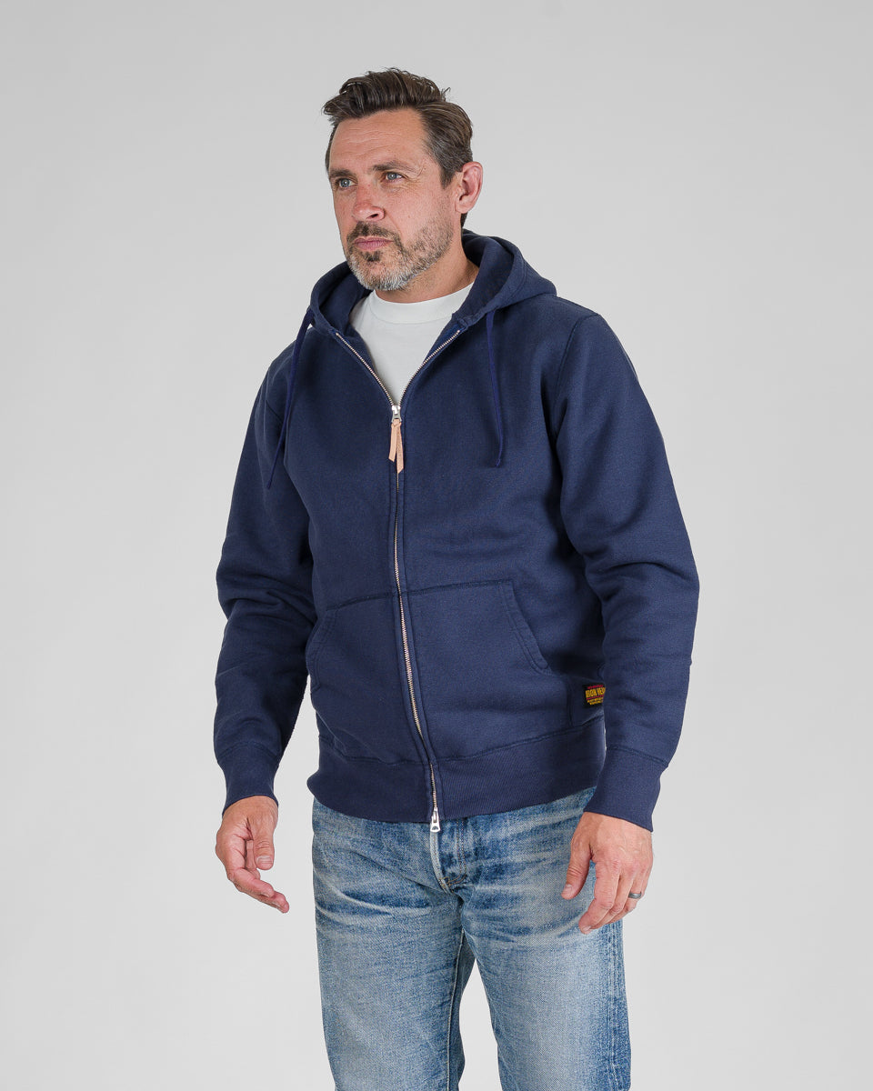 14oz Ultra Heavyweight Loopwheel Cotton Zip Up Hoodie - Navy