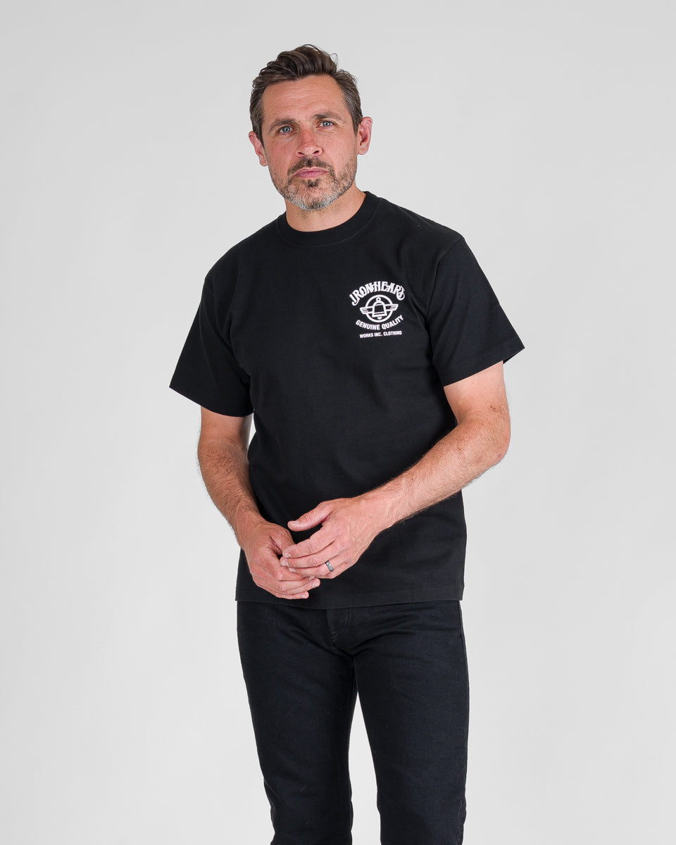 7.5oz Printed Loopwheel Crew Neck T-Shirt - Black