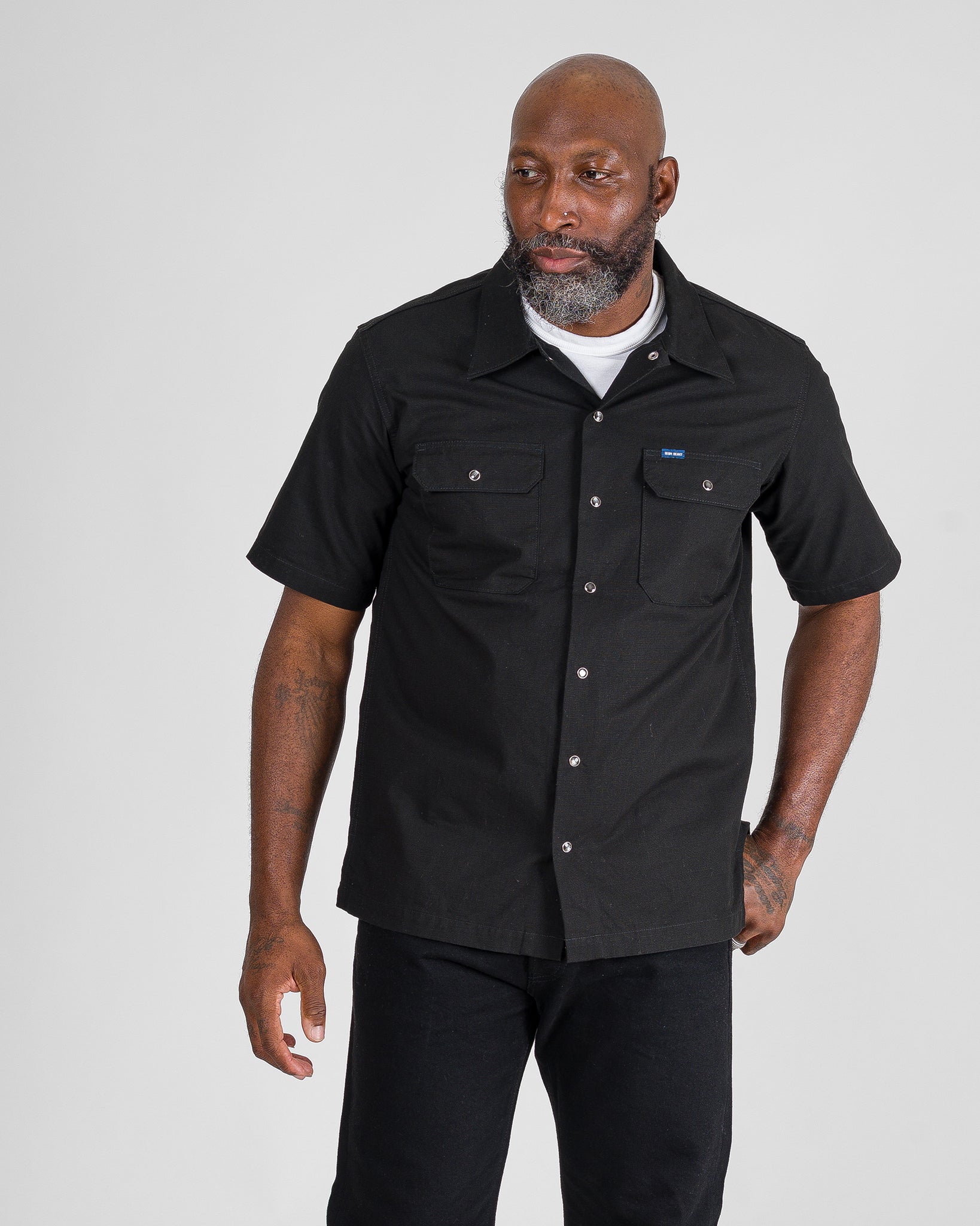 8oz Ripstop Short Sleeved Mechanic Shirt - Black – Iron Heart