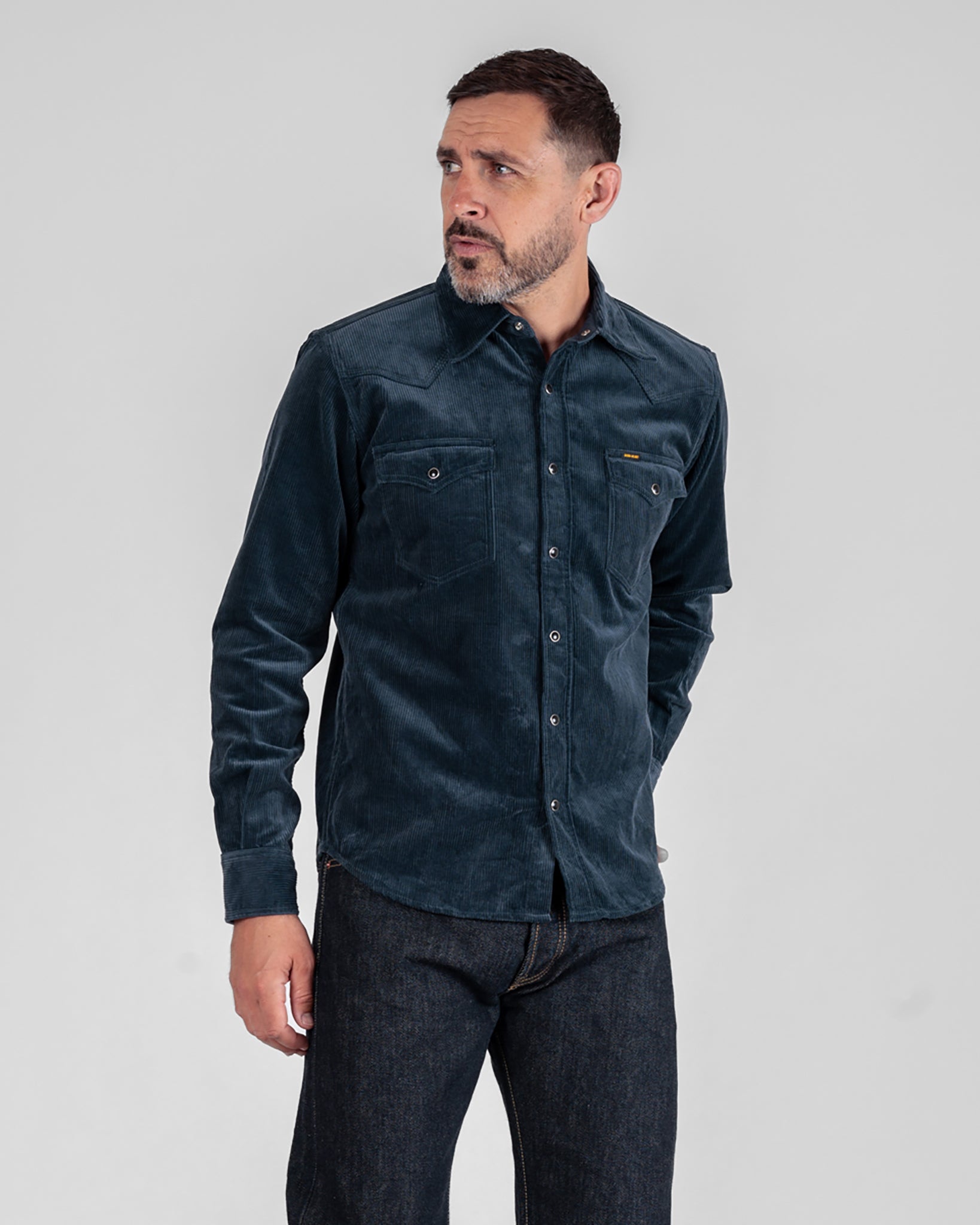 11oz Corduroy Western Shirt - Navy