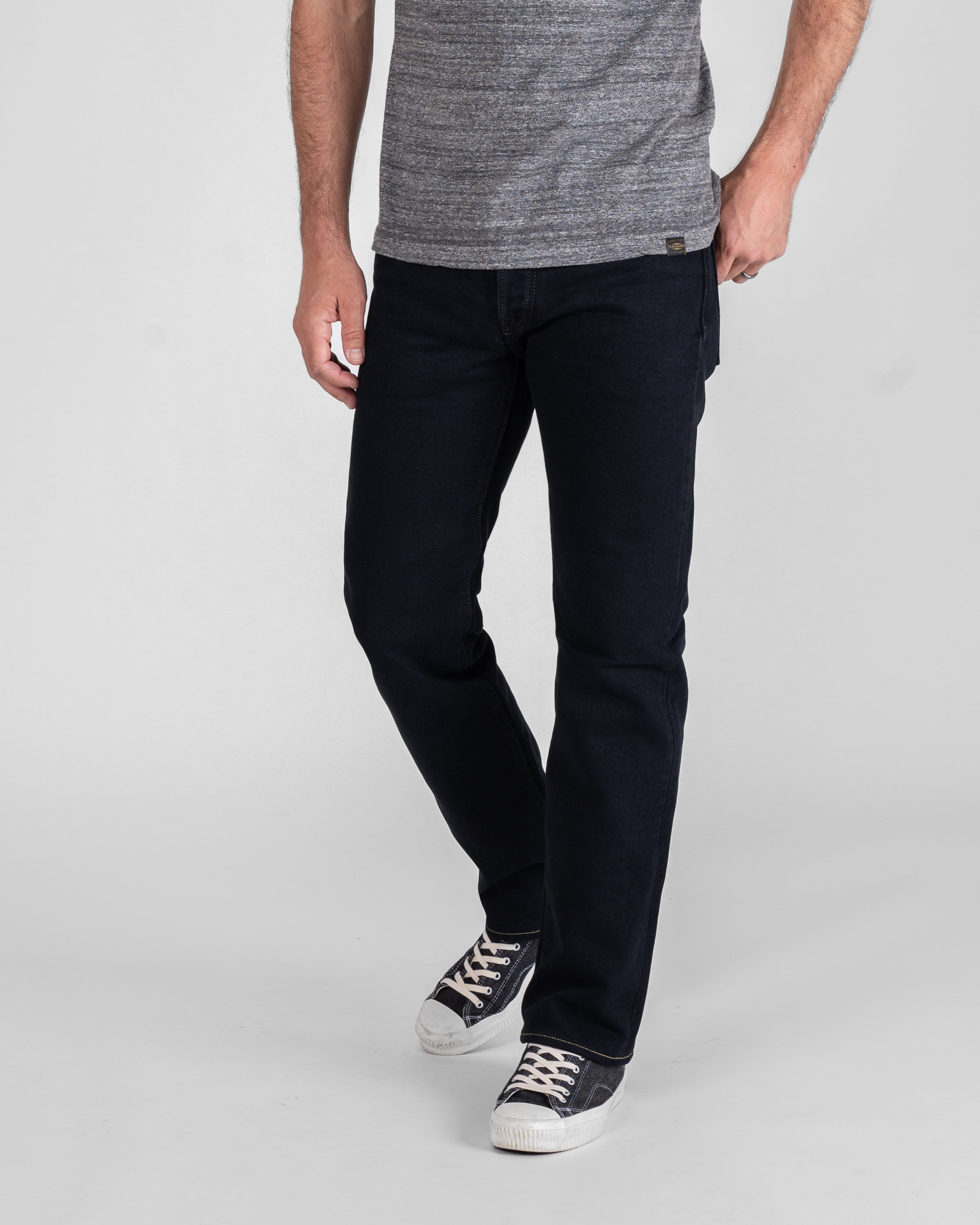 21oz Selvedge Denim Slim Straight Cut Jeans - Indigo Overdyed Black