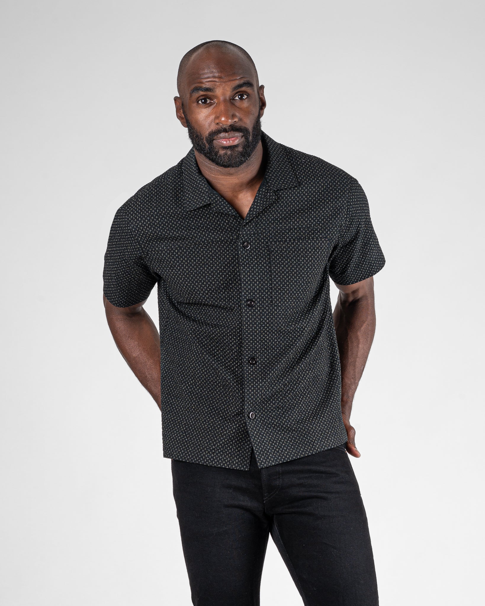 STF 3oz Japanese Seersucker Short Sleeve Shirt - Black