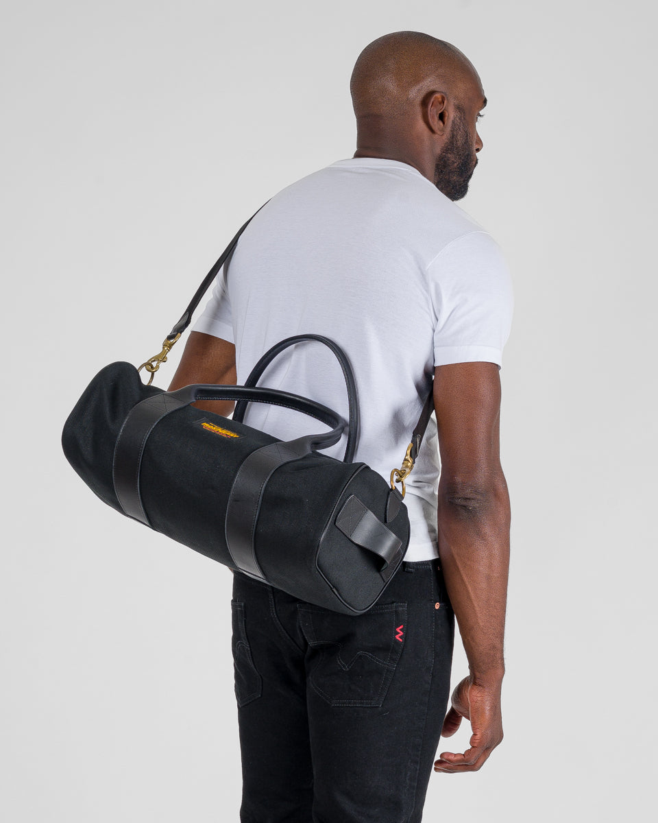 21oz Denim and Buttero Leather Holdall - Superblack