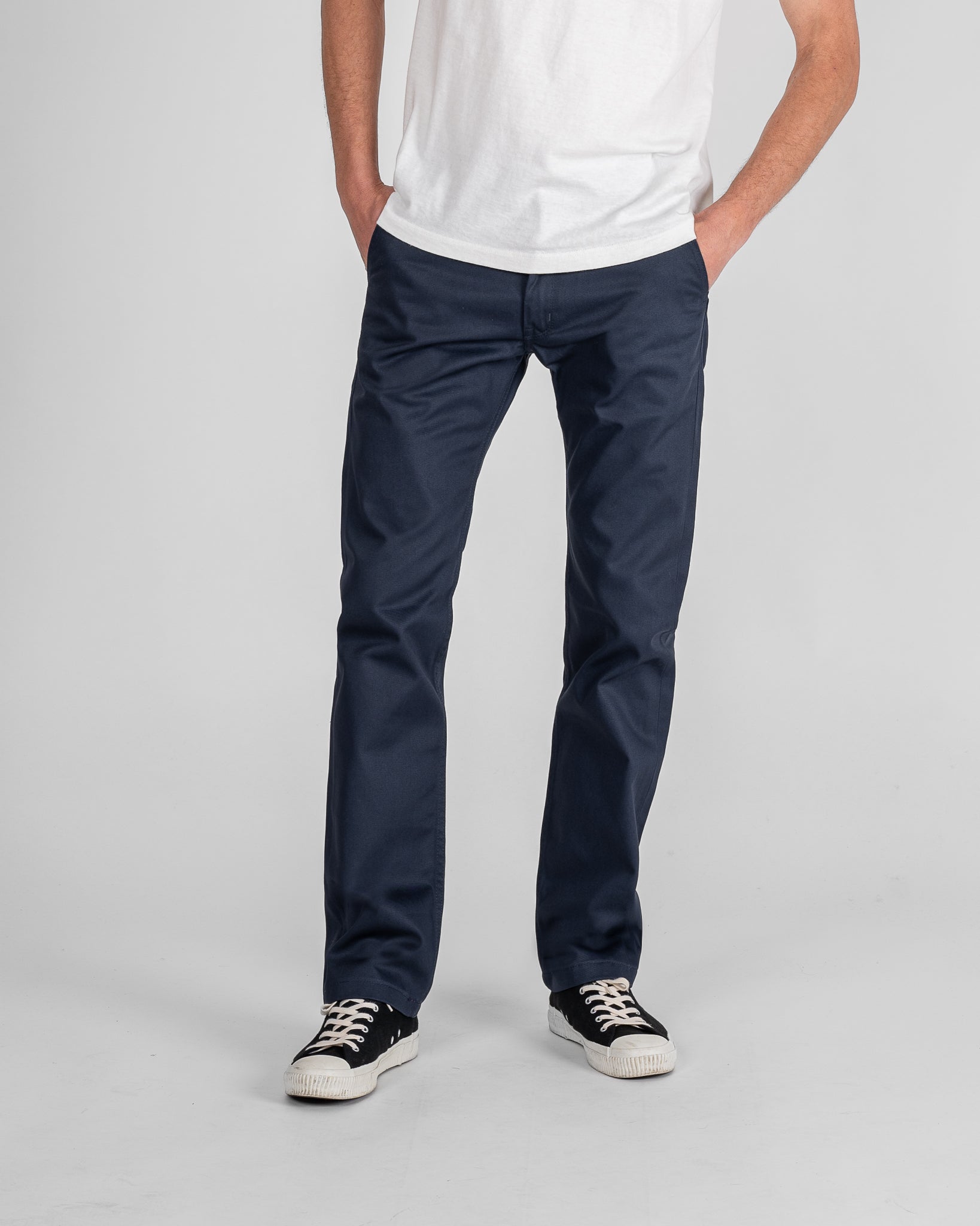 Iron Heart Navy Japanese Mercerised Selvedge Cotton Slim Tapered