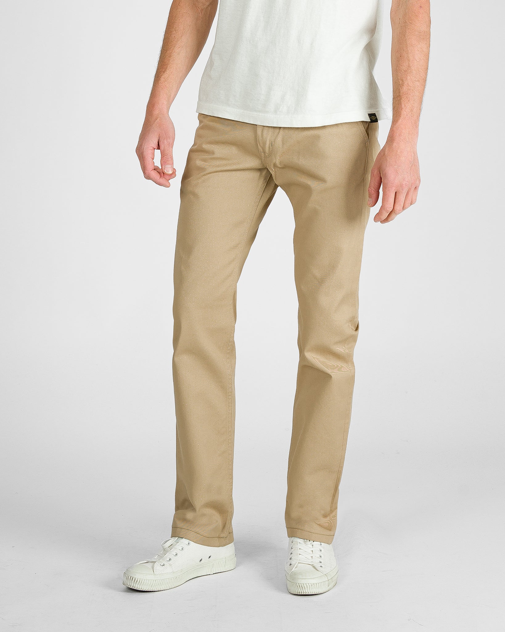 9oz Mercerised Selvedge Cotton Slim Tapered Chinos - Khaki