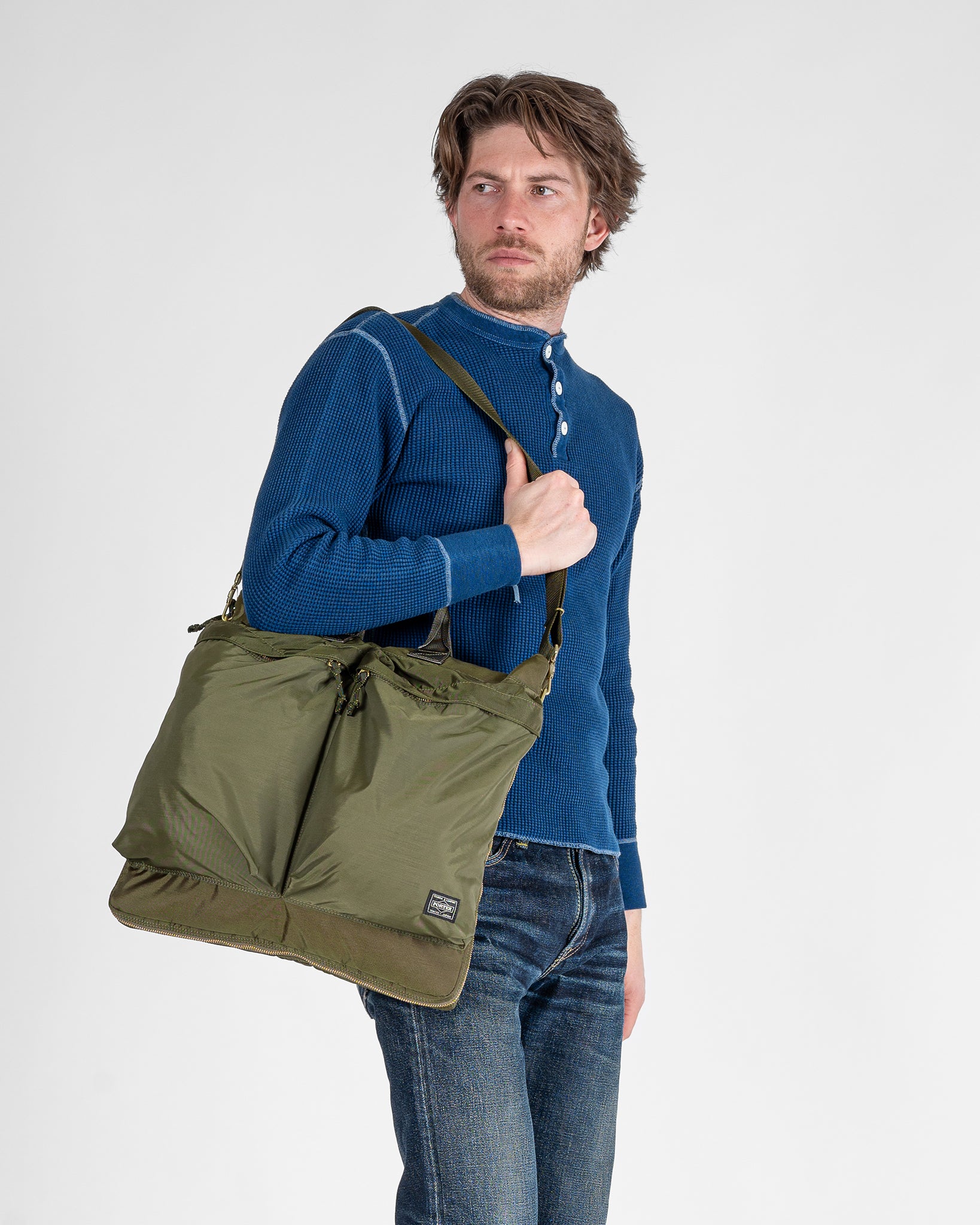 Porter - Yoshida & Co. - Force 2Way Helmet Bag (S) - Olive – Iron