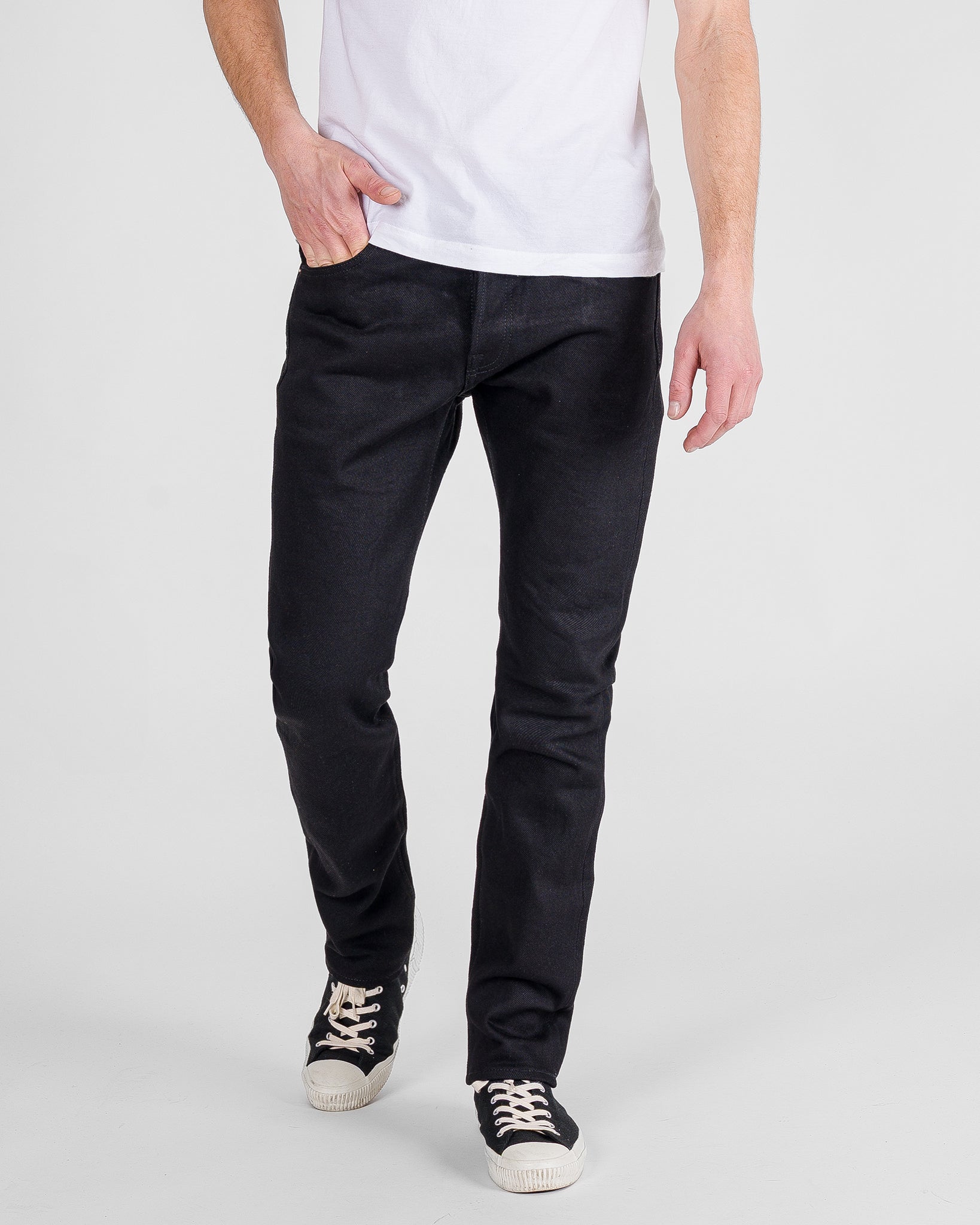 21oz Shinayaka Selvedge Denim Slim Cut Jeans - Black – Iron Heart