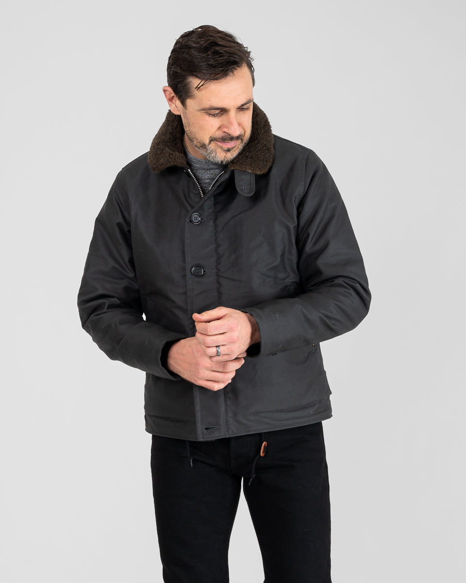 Oiled Whipcord N1 Deck Jacket - Black – Iron Heart