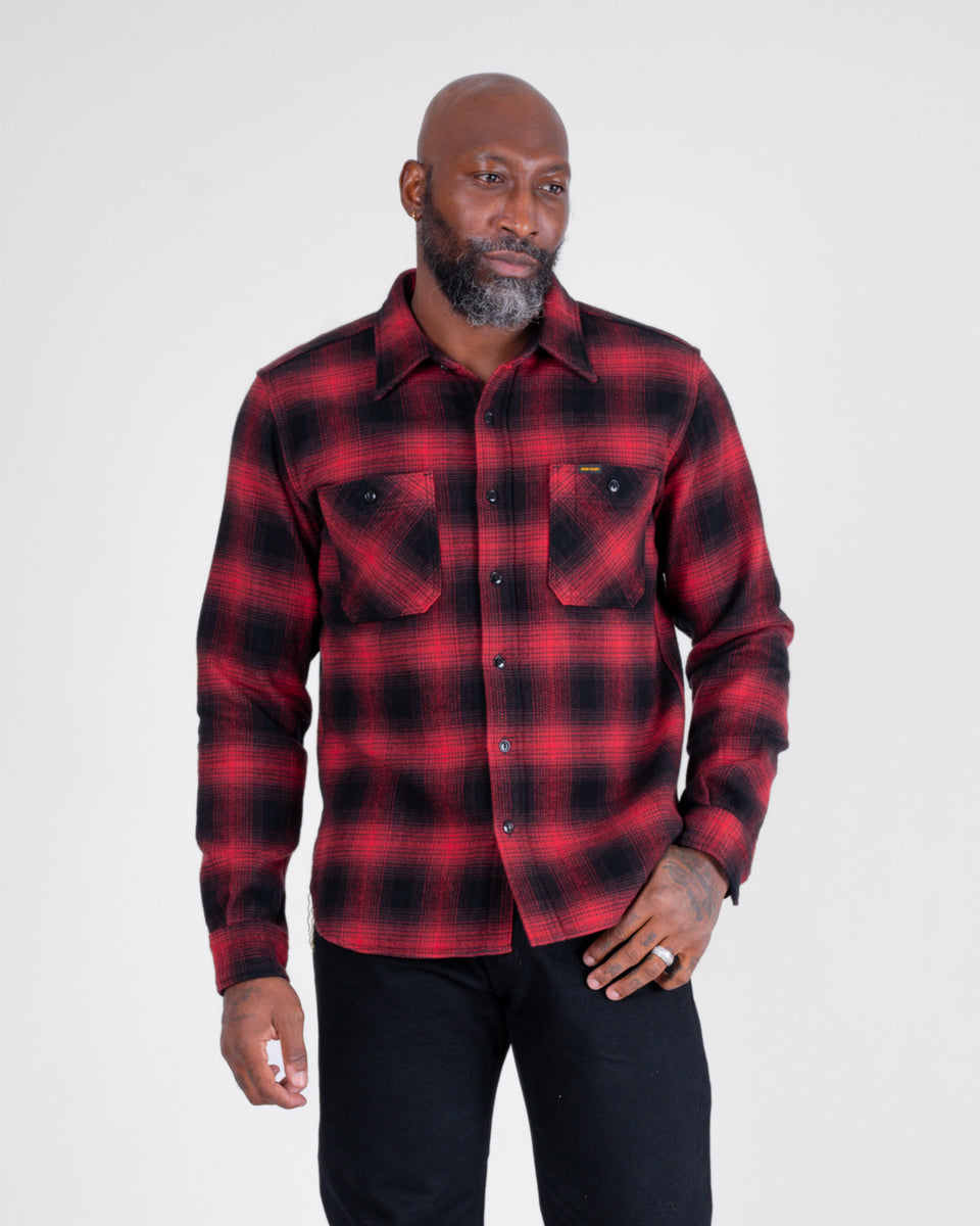 IRON HEART フランネルシャツ Mサイズ レッド/ブラックチェック Iron Heart - IHSH-264-RED - UHF Ombré Check Western Shirt