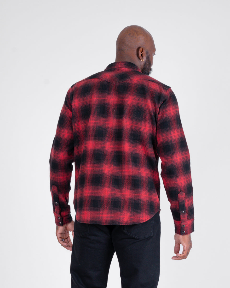 新品！IRON HEART 赤黒ウエスタンチェックネルシャツXL Iron Heart Japanese Ultra Heavy Flannel Ombré Check Western Shirt