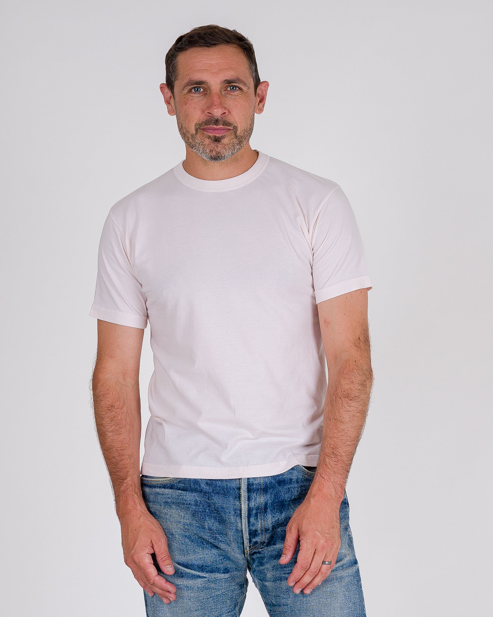UTILITEES - 5.5oz Loopwheel Crew Neck T-Shirt - Natural Pigment Dyed Sakura
