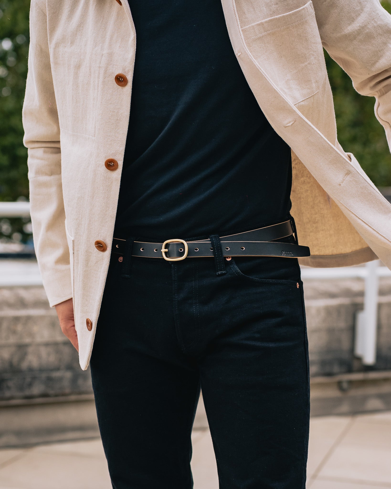 OGL Obbies Dress Leather Belt - Hand Dyed Black