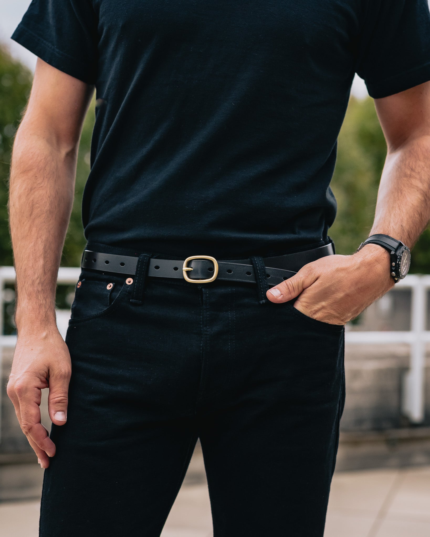 OGL Obbies Dress Leather Belt - Full-Dyed Black