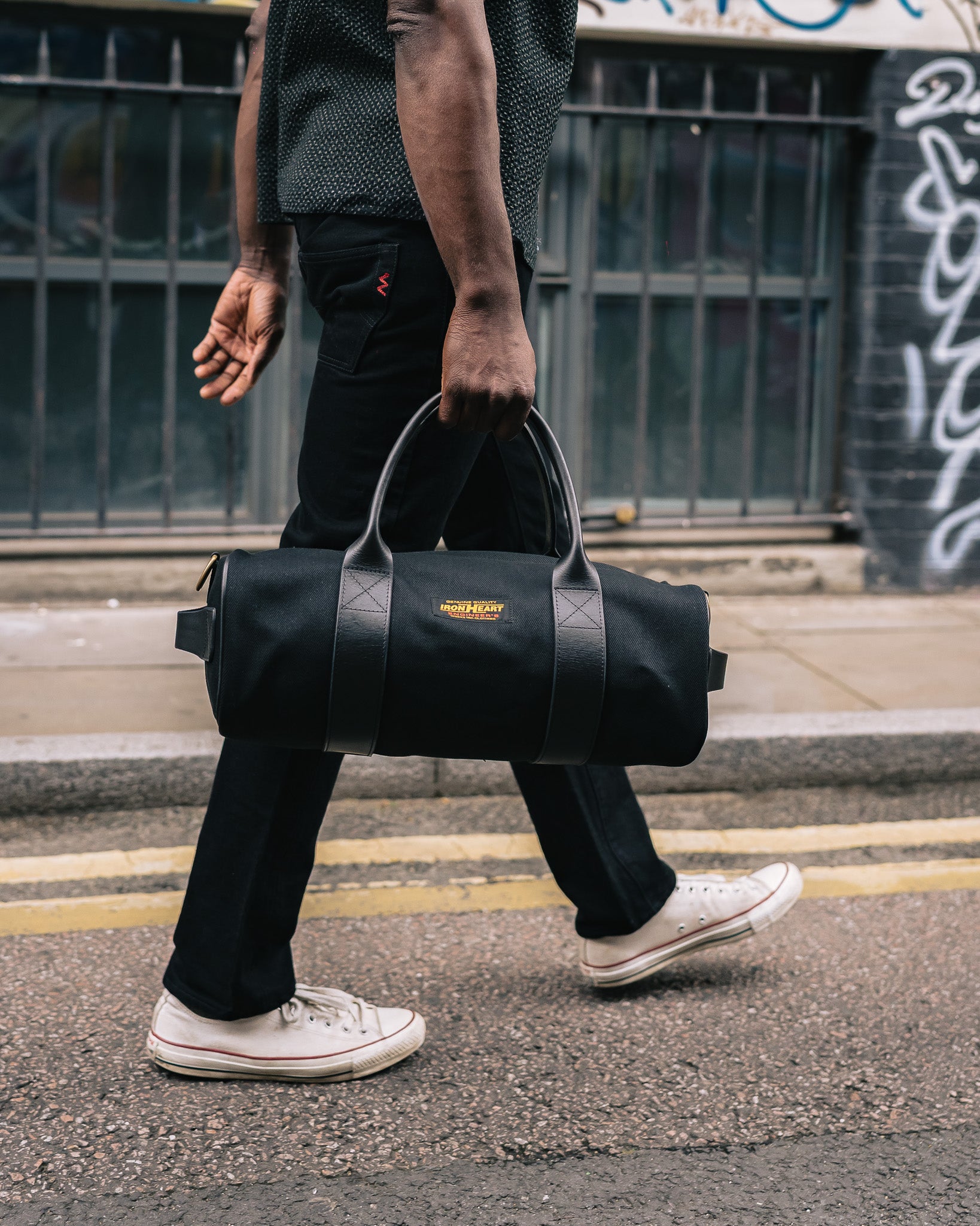 Japanese Denim and Leather Holdall – Iron Heart